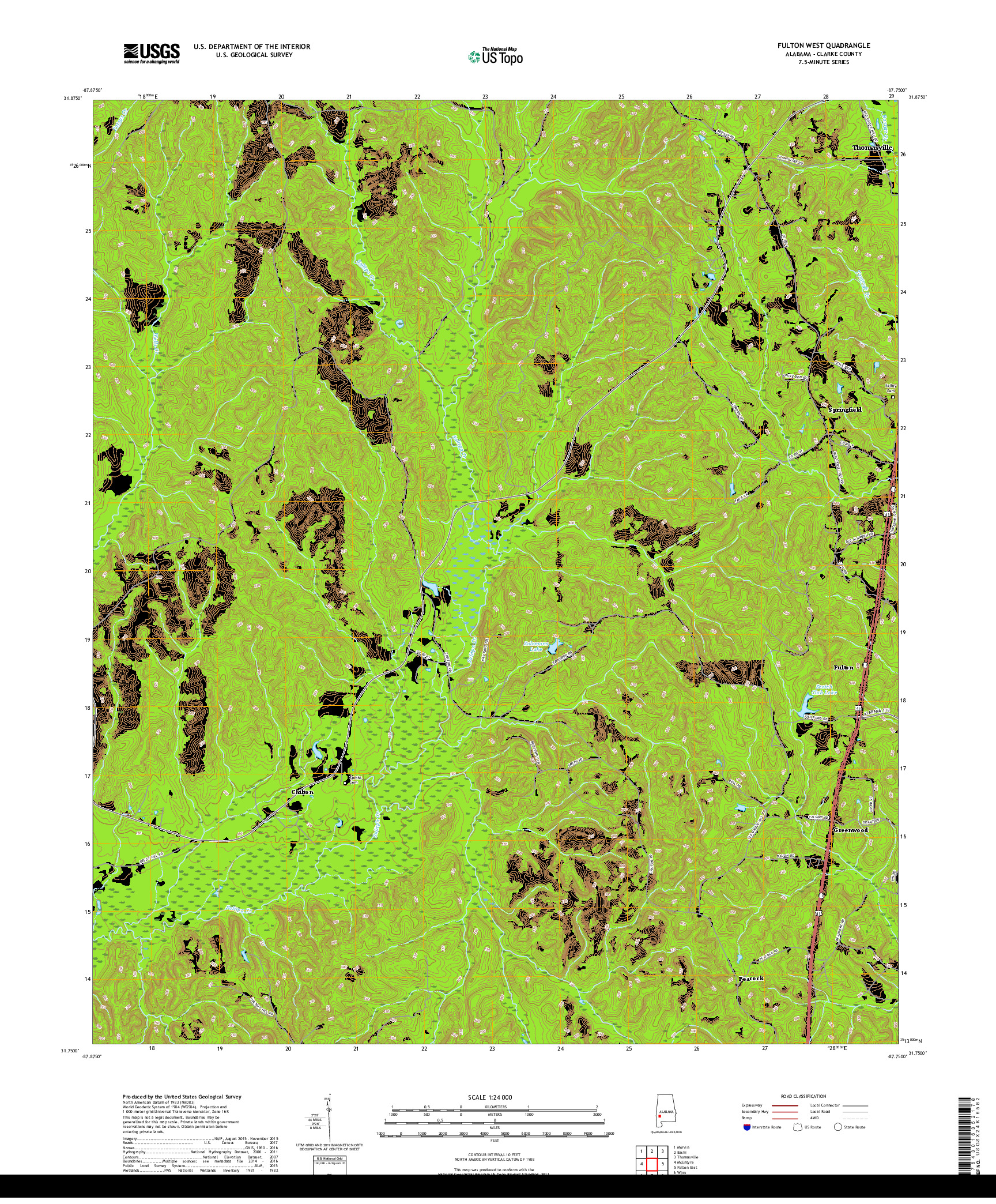 USGS US TOPO 7.5-MINUTE MAP FOR FULTON WEST, AL 2018