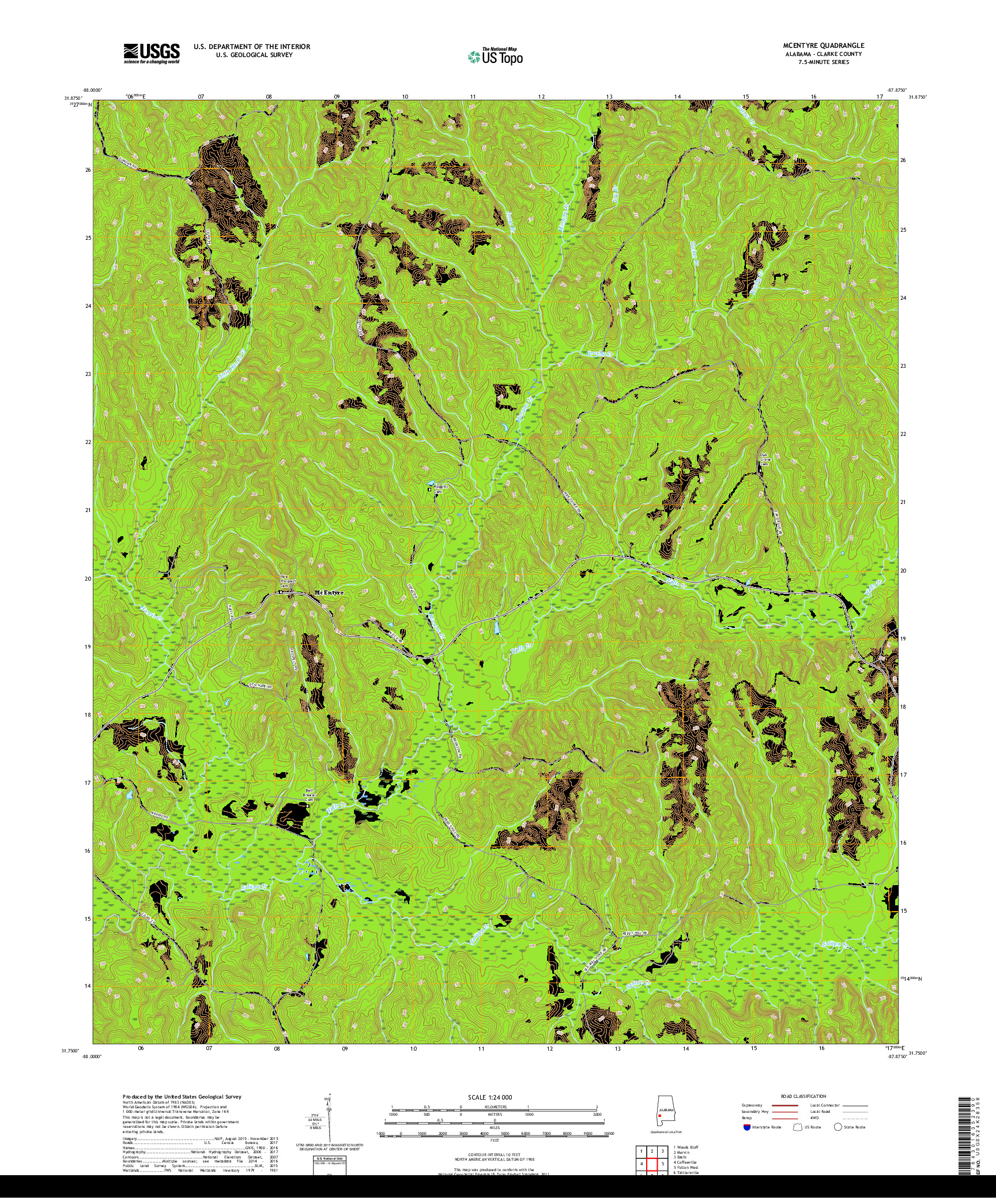 USGS US TOPO 7.5-MINUTE MAP FOR MCENTYRE, AL 2018