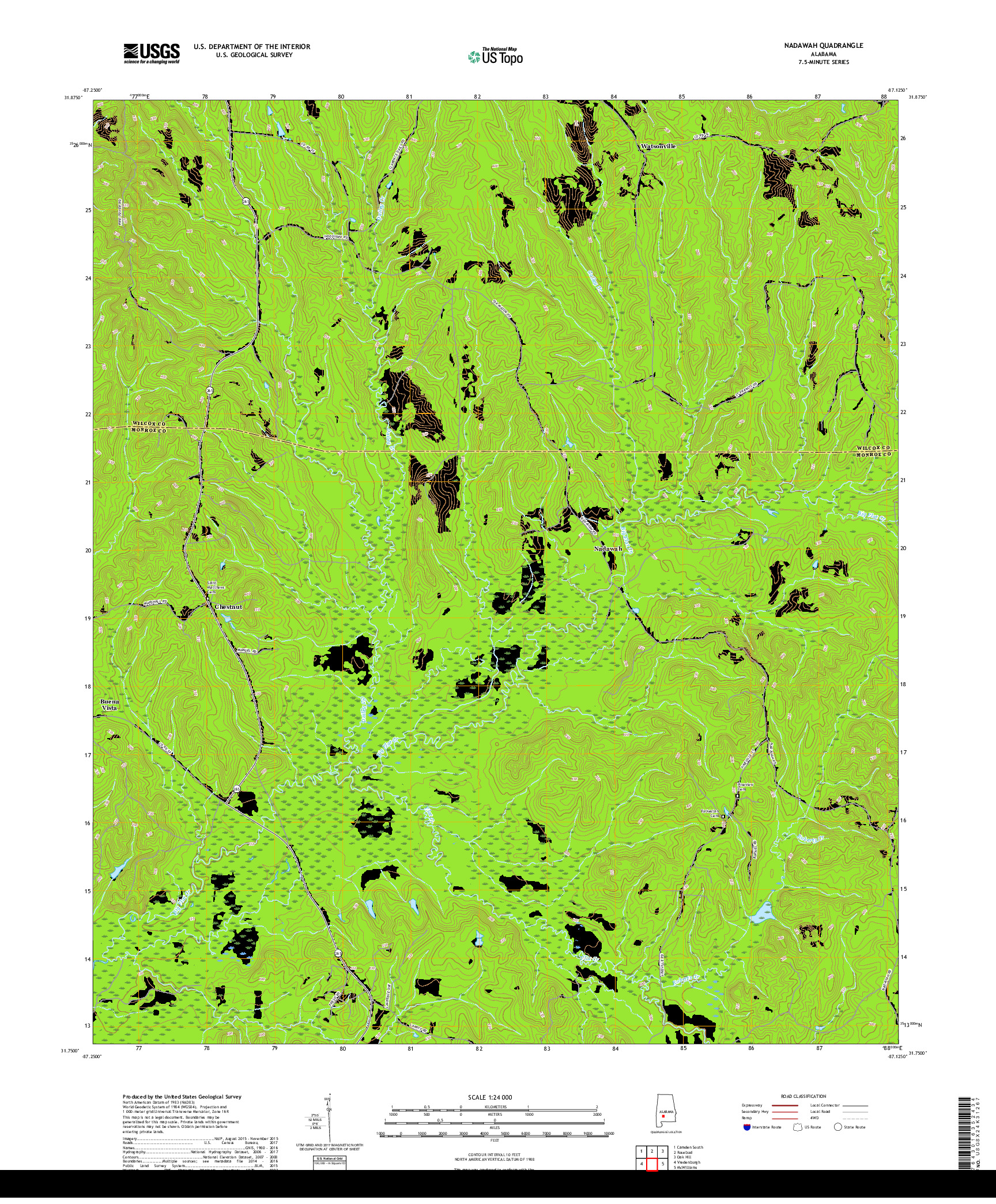 USGS US TOPO 7.5-MINUTE MAP FOR NADAWAH, AL 2018