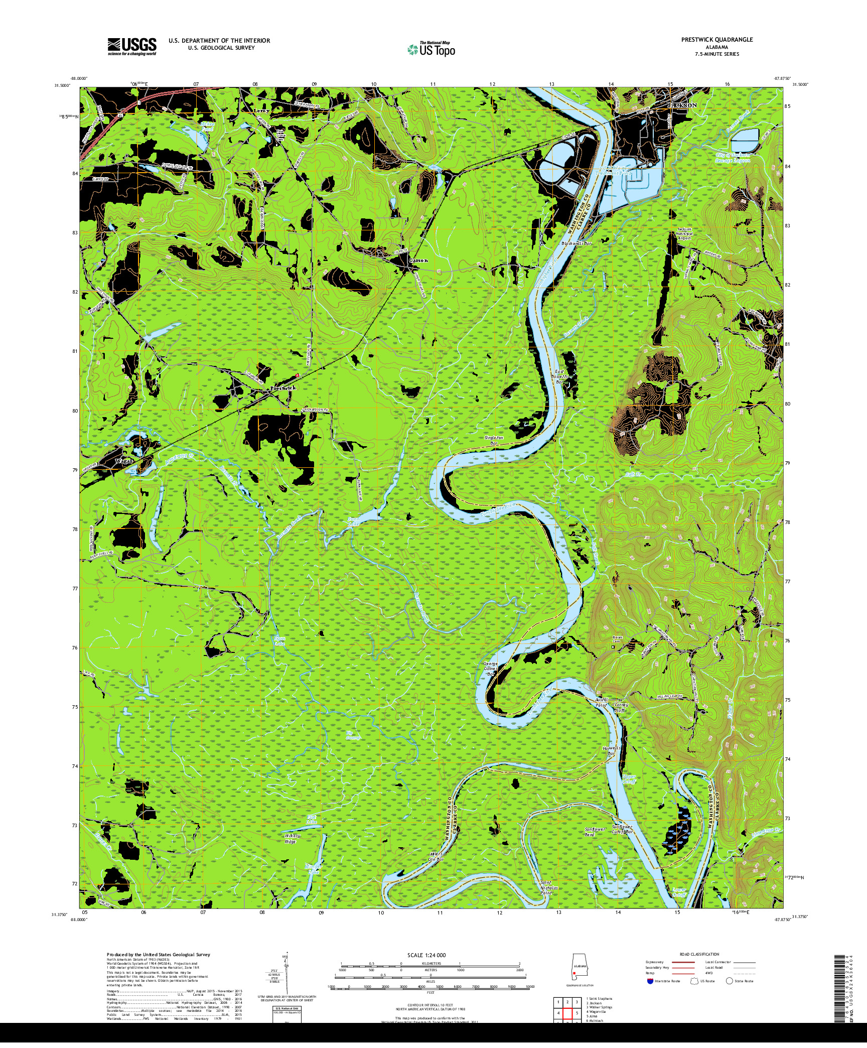 USGS US TOPO 7.5-MINUTE MAP FOR PRESTWICK, AL 2018