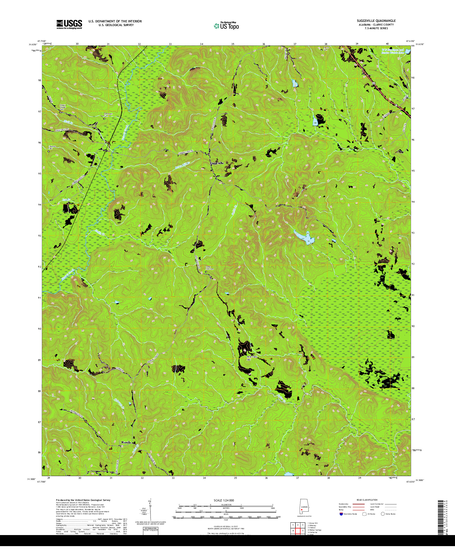 USGS US TOPO 7.5-MINUTE MAP FOR SUGGSVILLE, AL 2018