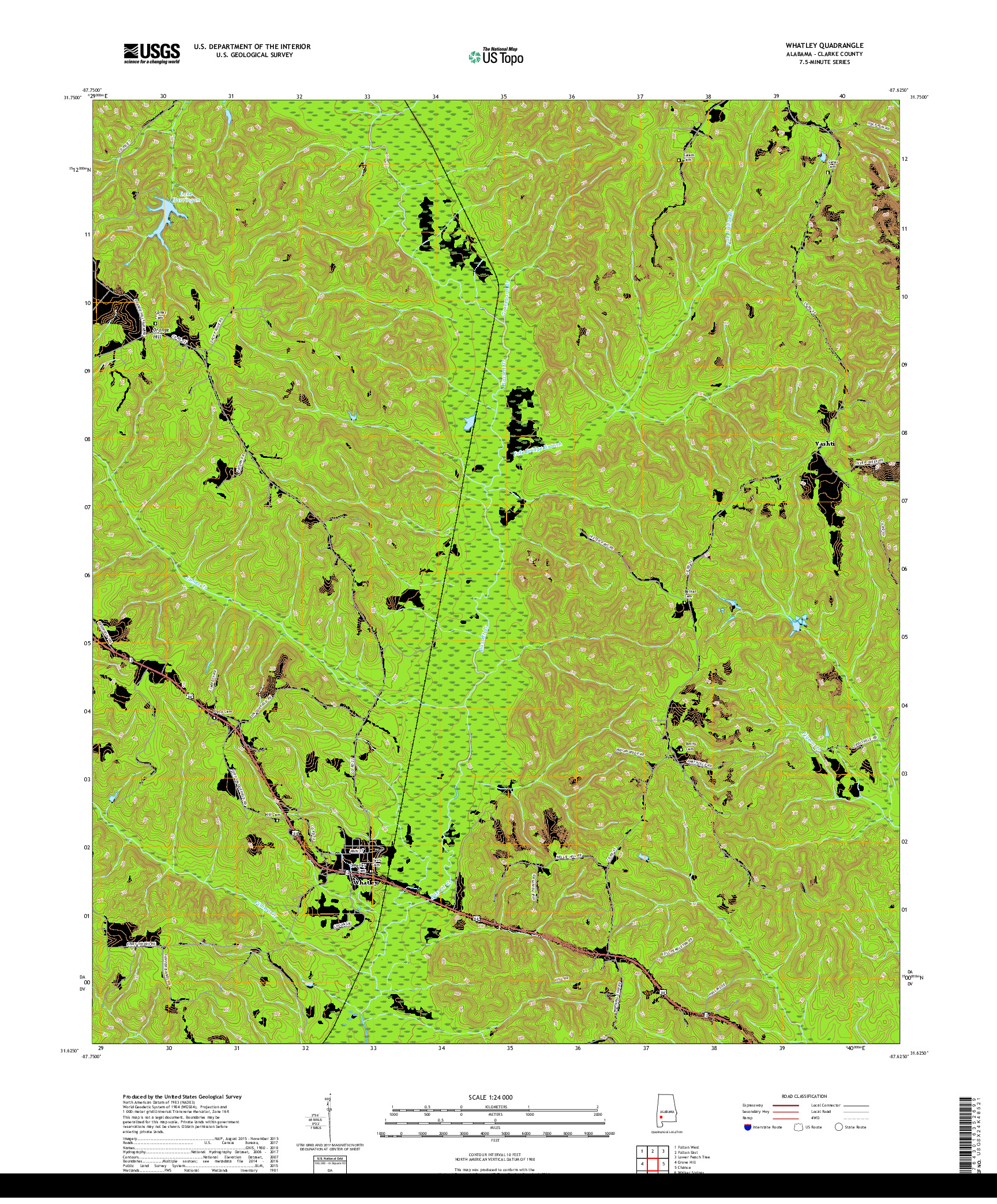 USGS US TOPO 7.5-MINUTE MAP FOR WHATLEY, AL 2018