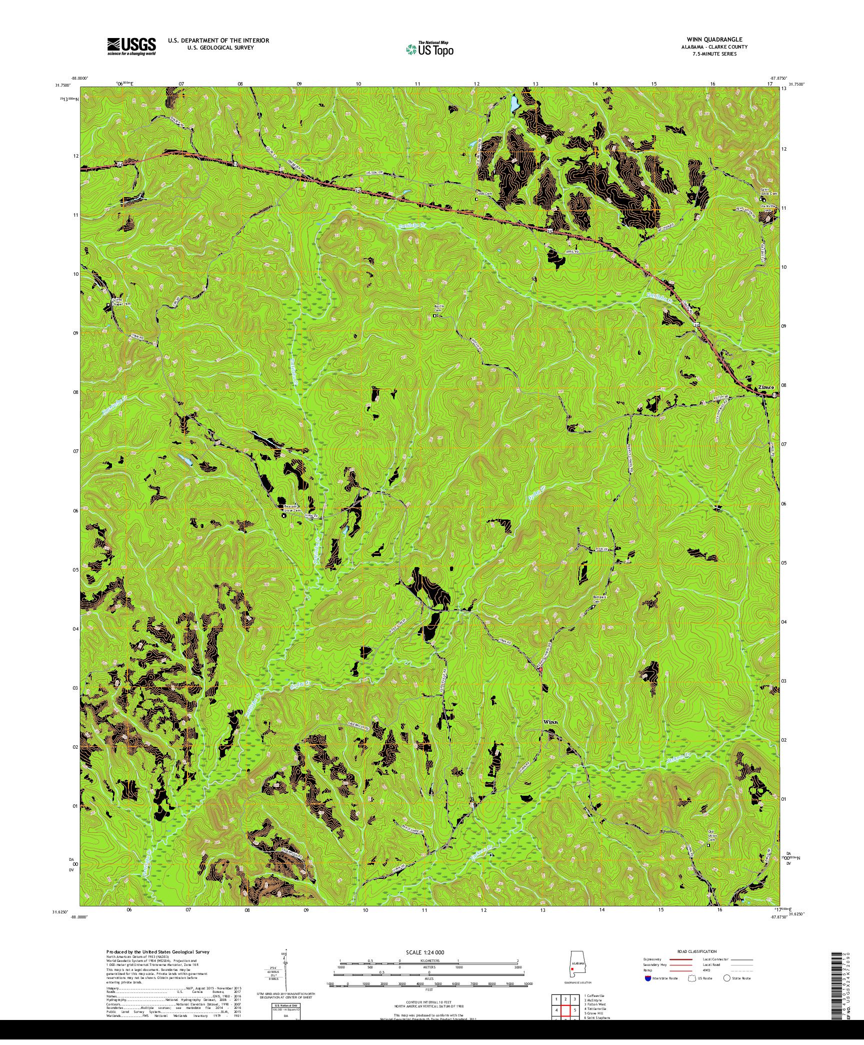 USGS US TOPO 7.5-MINUTE MAP FOR WINN, AL 2018