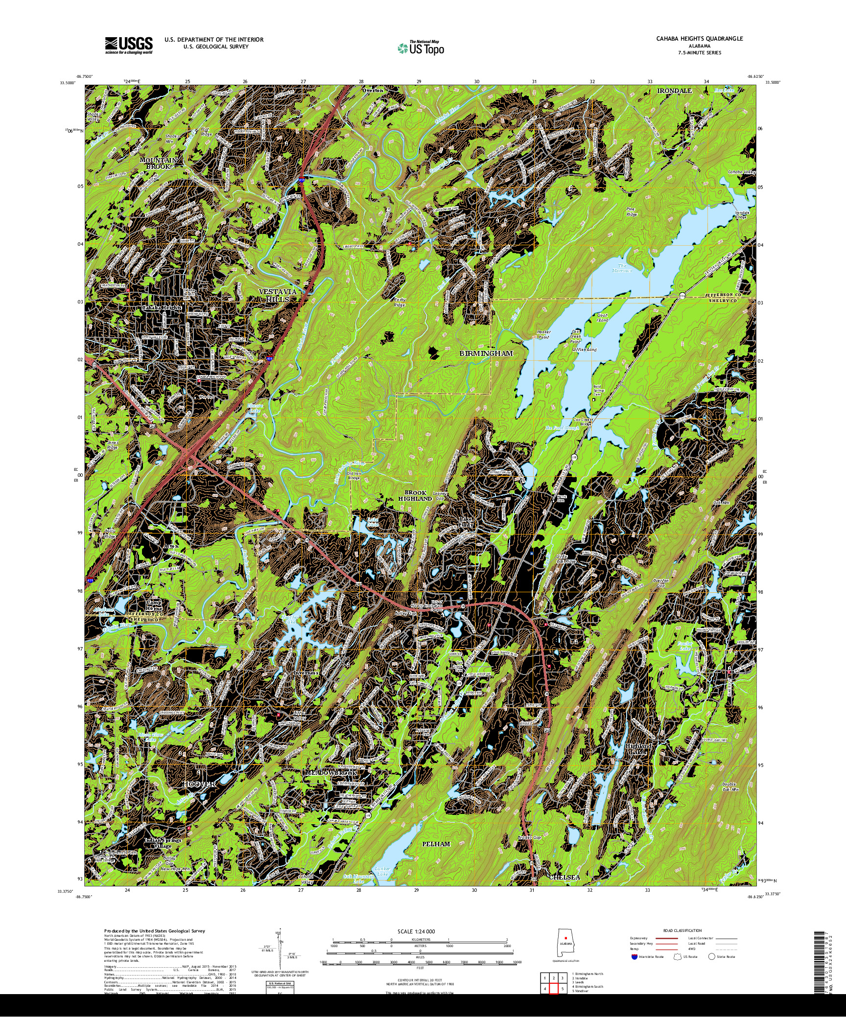 USGS US TOPO 7.5-MINUTE MAP FOR CAHABA HEIGHTS, AL 2018