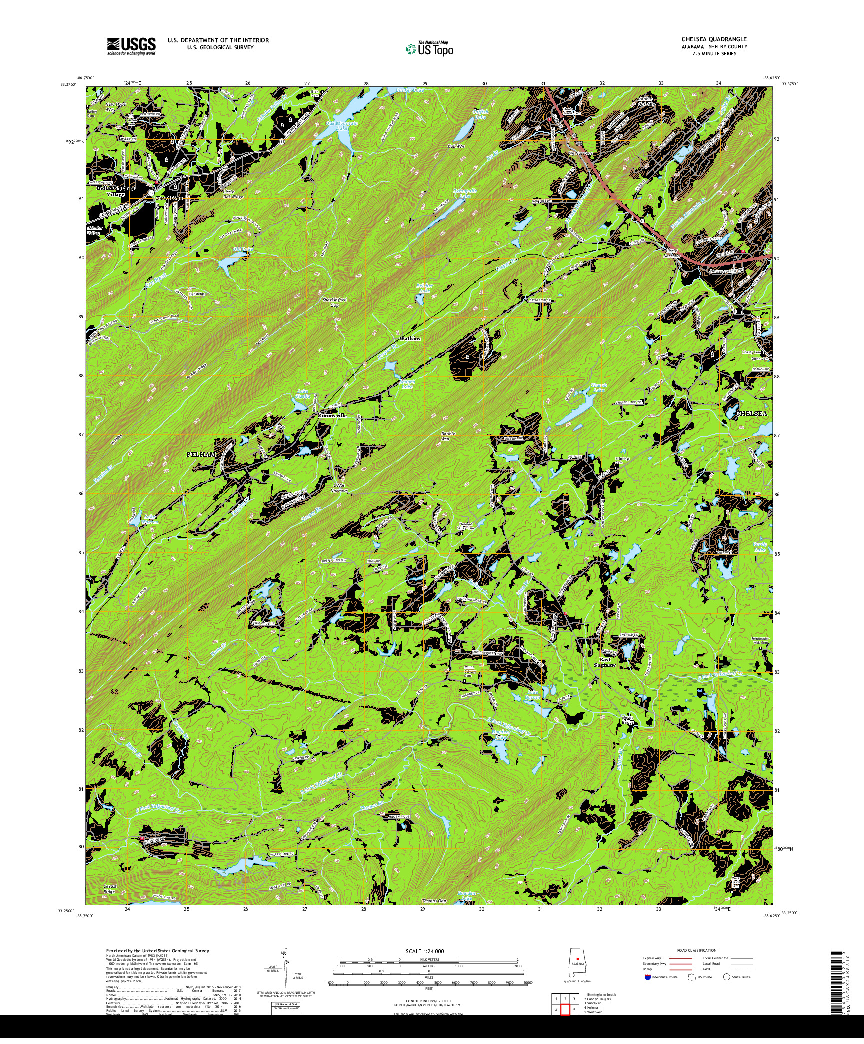 USGS US TOPO 7.5-MINUTE MAP FOR CHELSEA, AL 2018