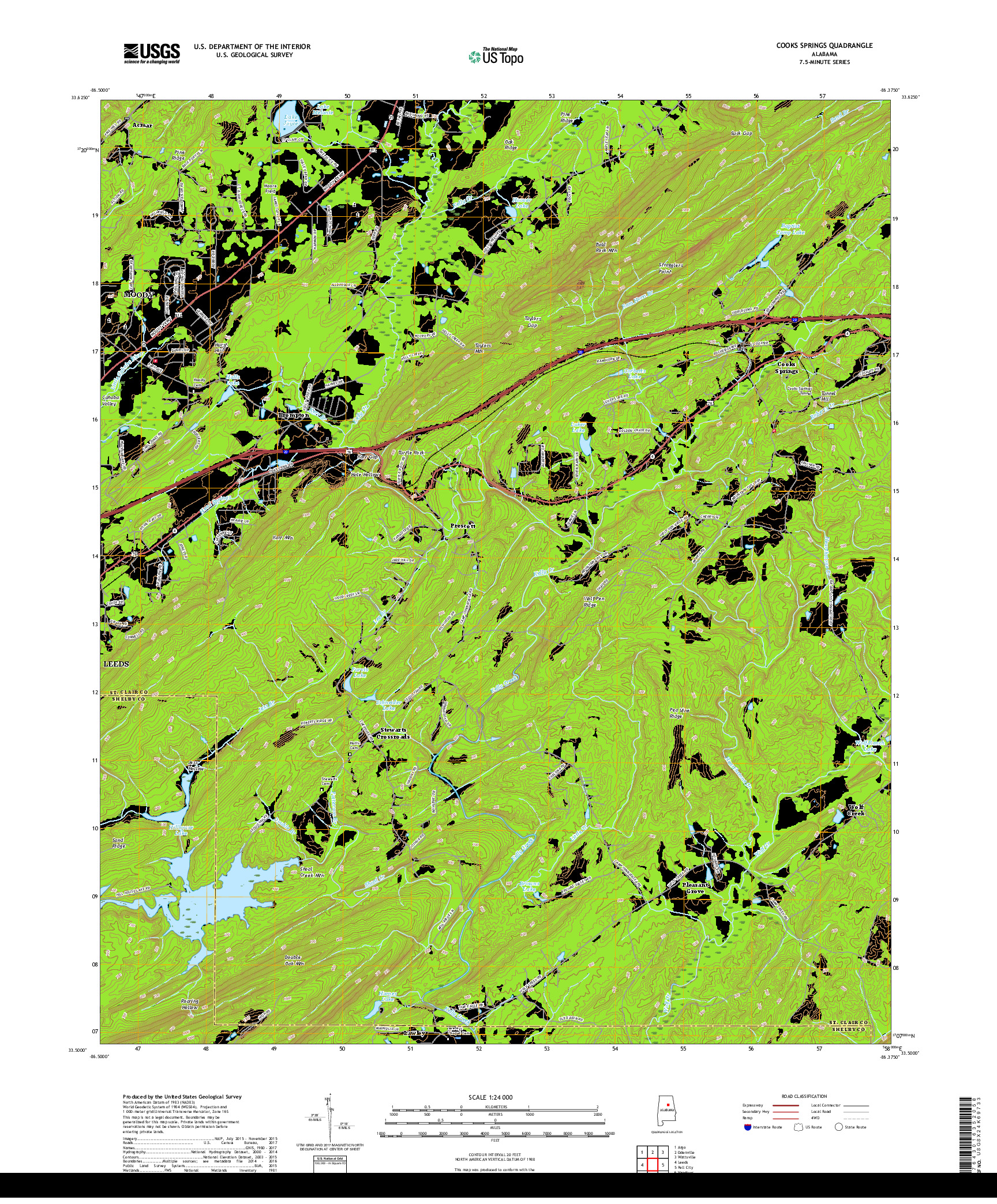 USGS US TOPO 7.5-MINUTE MAP FOR COOKS SPRINGS, AL 2018