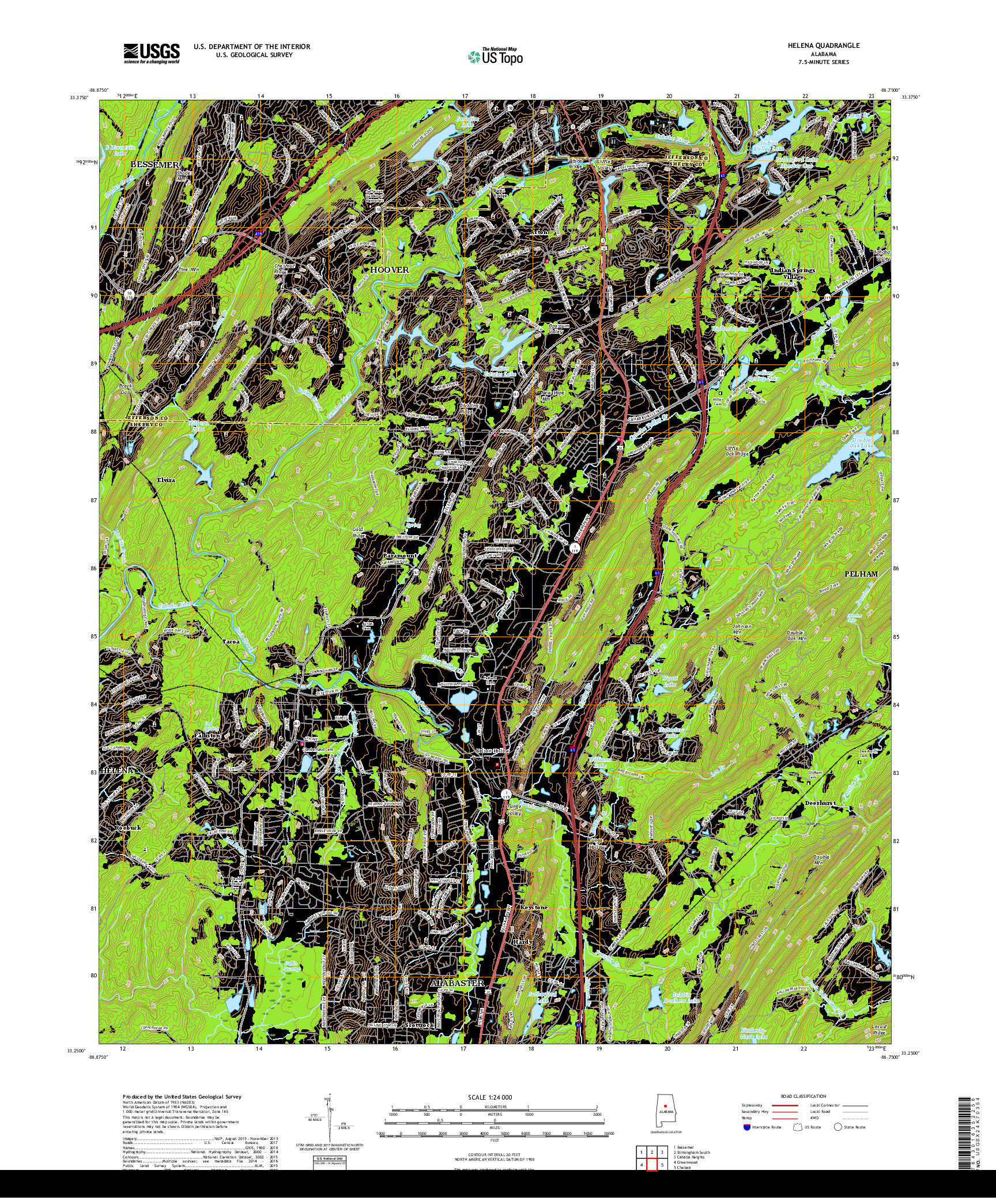USGS US TOPO 7.5-MINUTE MAP FOR HELENA, AL 2018