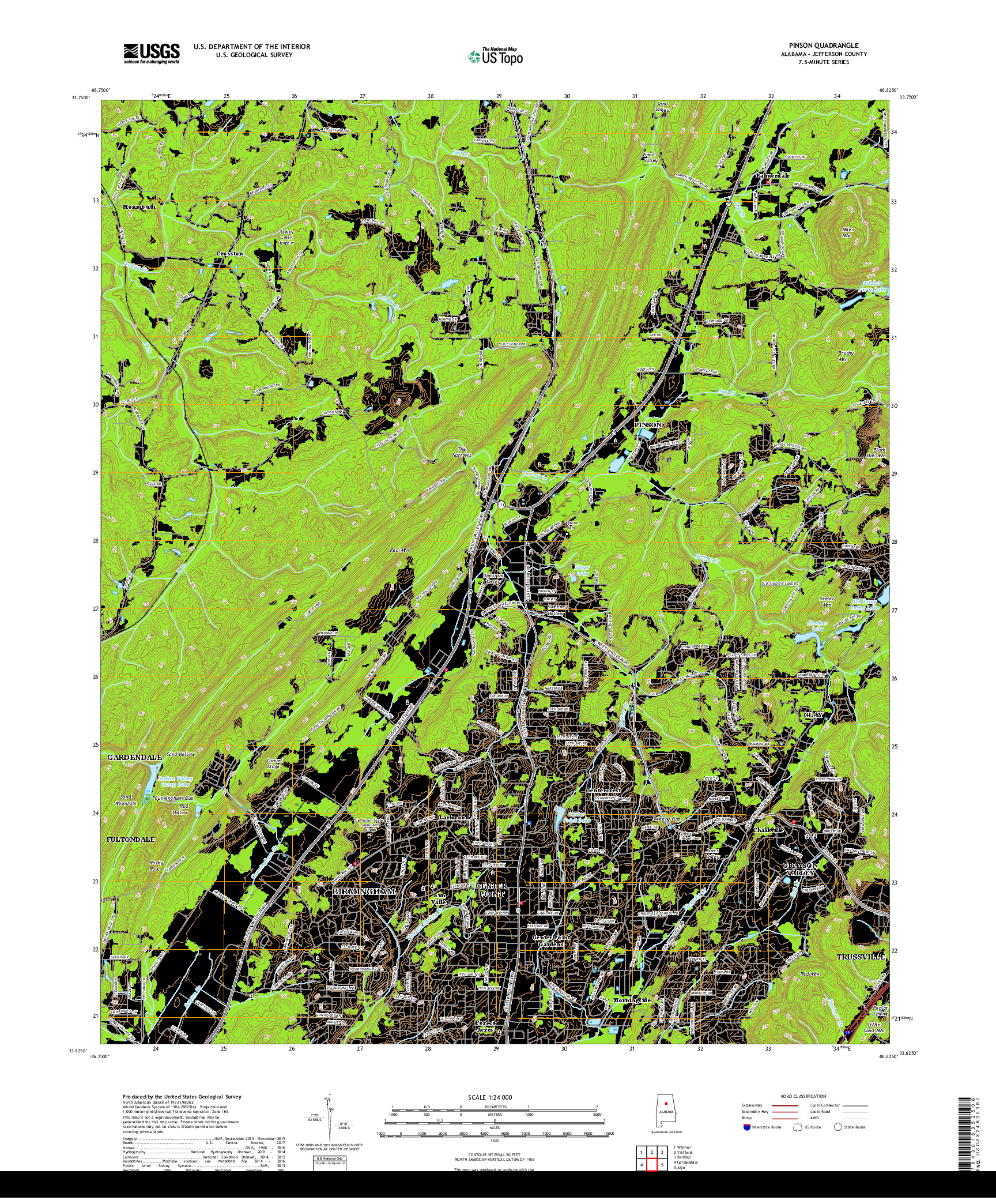 USGS US TOPO 7.5-MINUTE MAP FOR PINSON, AL 2018