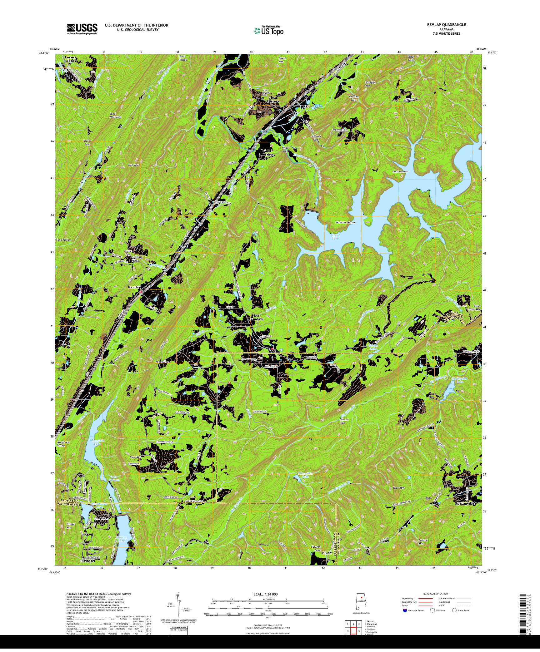 USGS US TOPO 7.5-MINUTE MAP FOR REMLAP, AL 2018