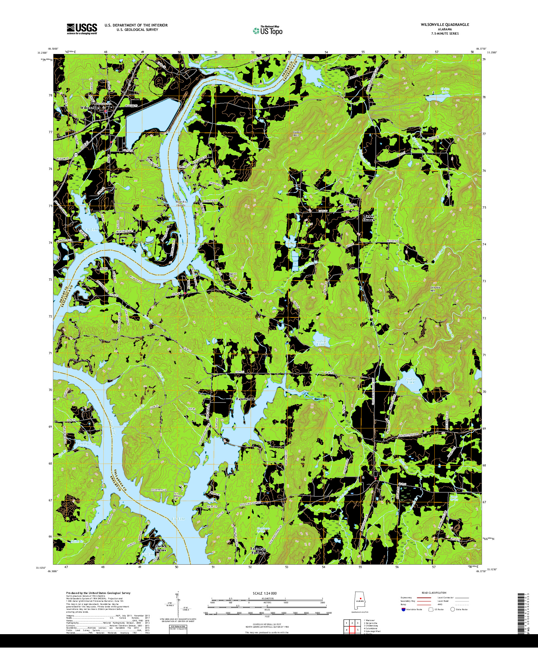 USGS US TOPO 7.5-MINUTE MAP FOR WILSONVILLE, AL 2018