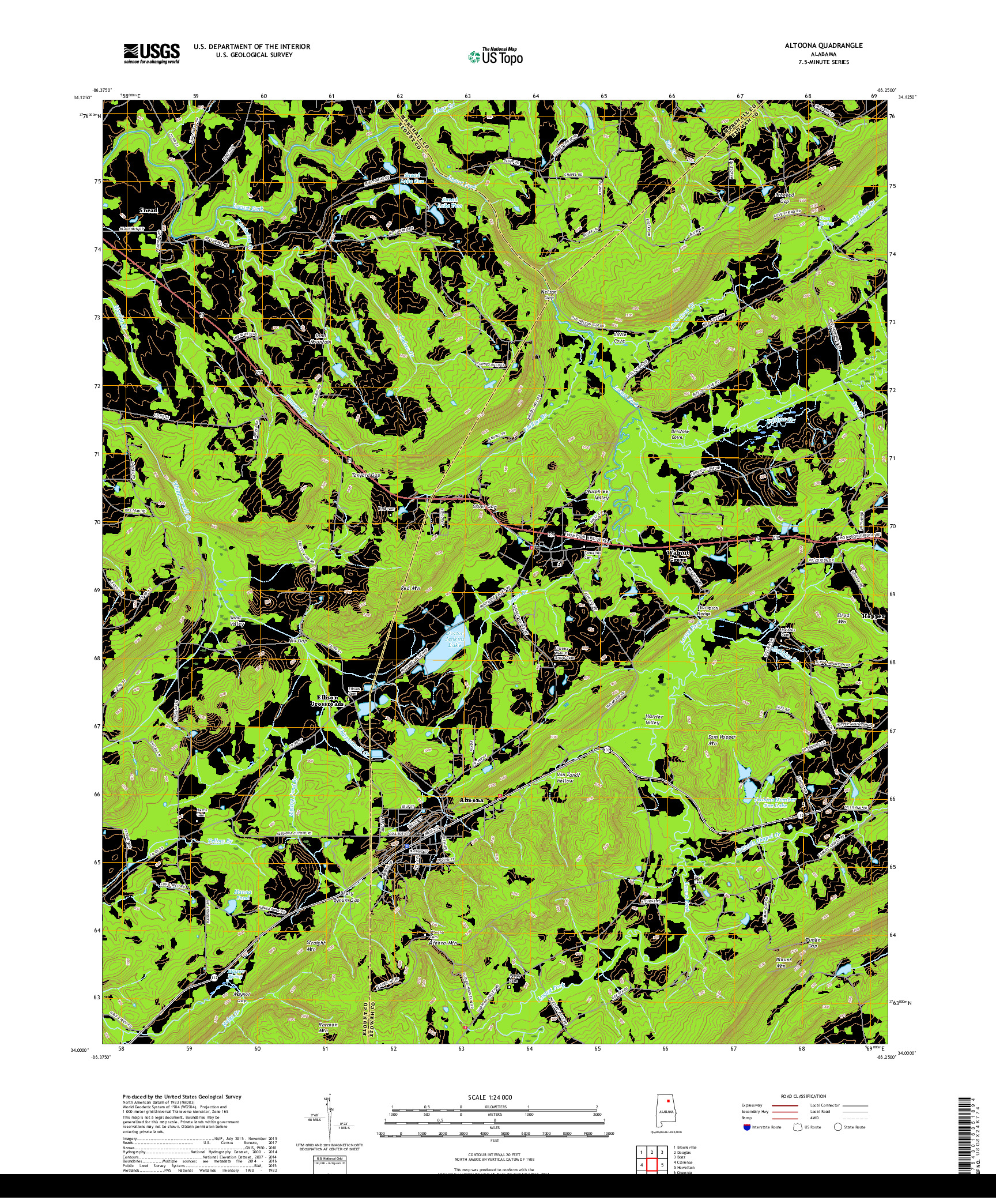 USGS US TOPO 7.5-MINUTE MAP FOR ALTOONA, AL 2018