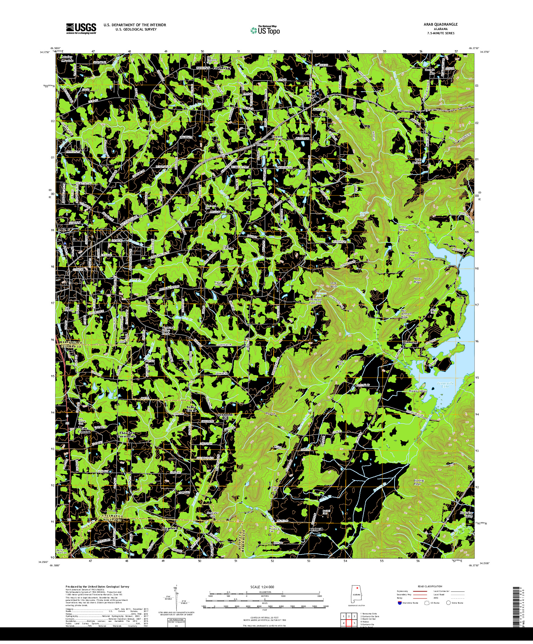 USGS US TOPO 7.5-MINUTE MAP FOR ARAB, AL 2018