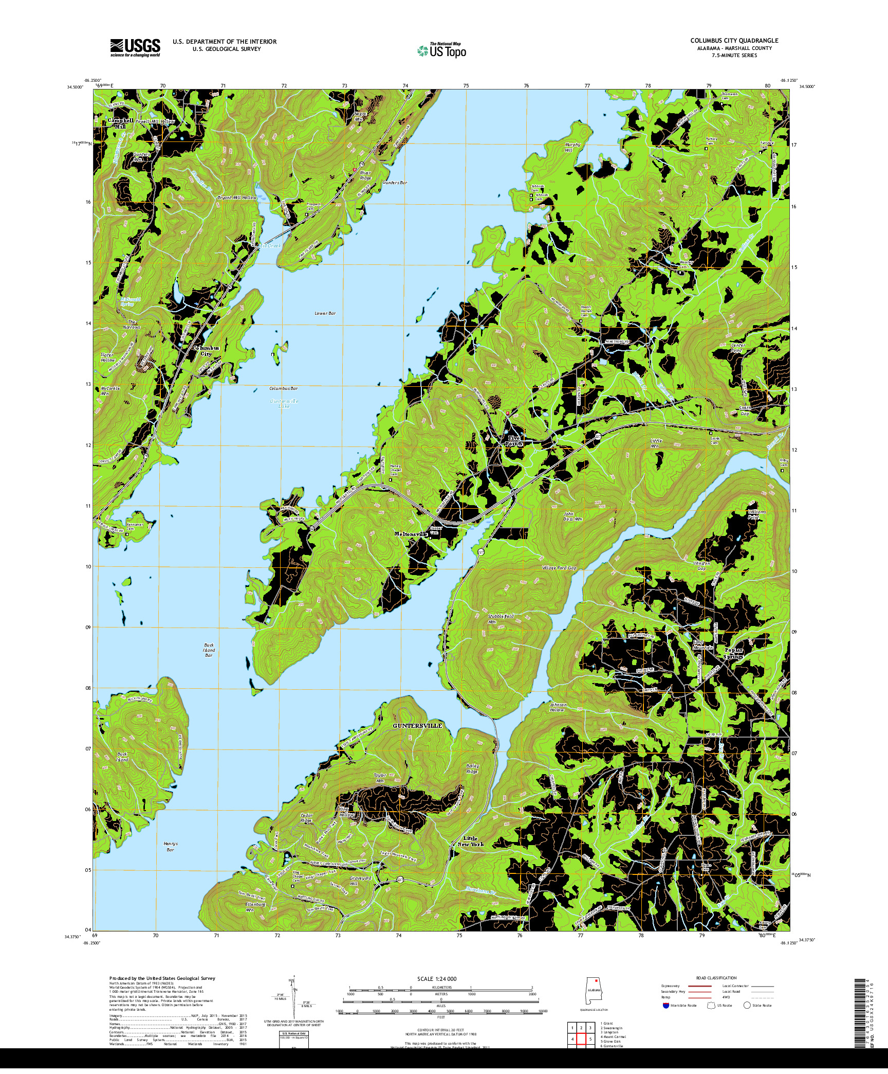 USGS US TOPO 7.5-MINUTE MAP FOR COLUMBUS CITY, AL 2018