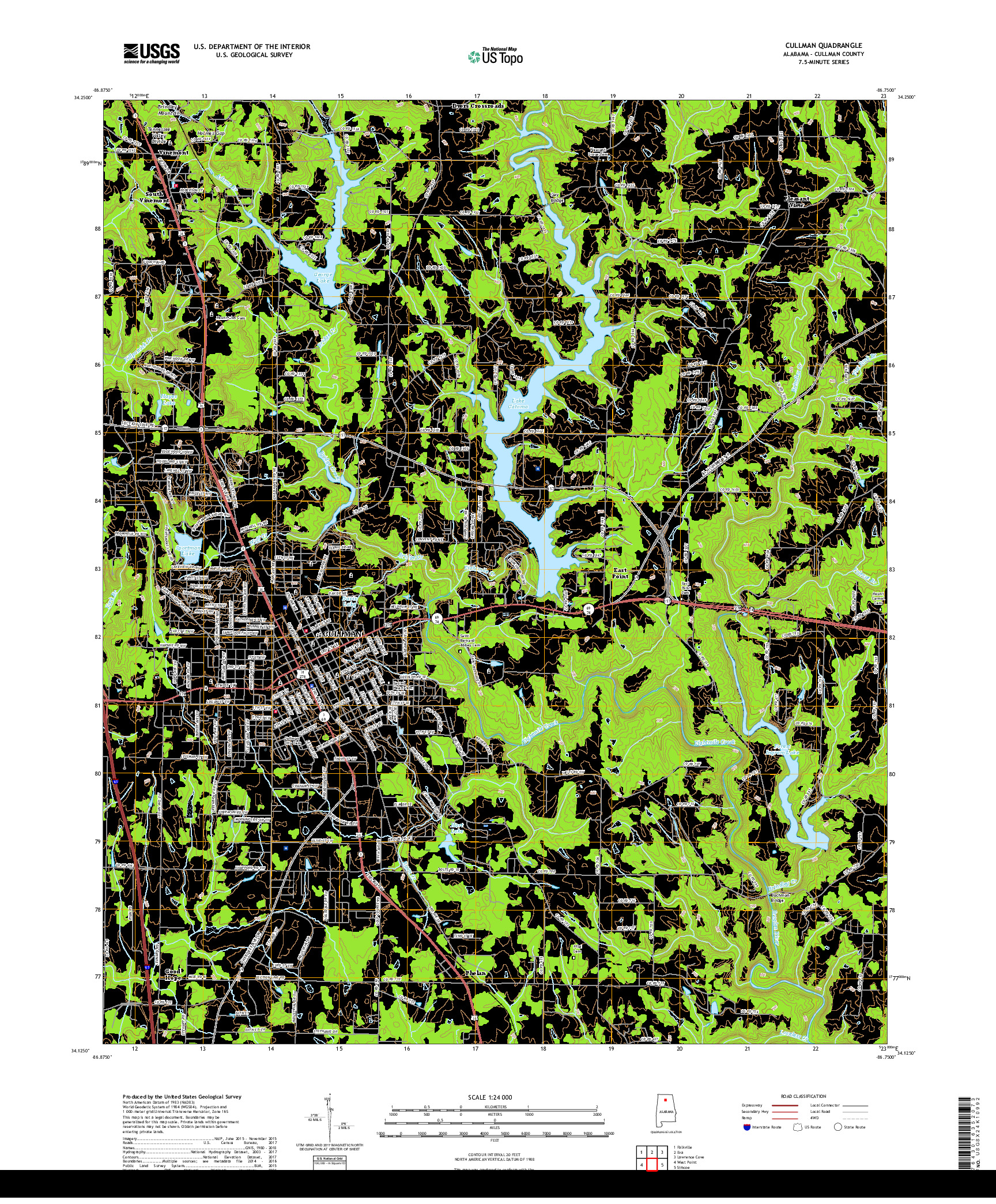 USGS US TOPO 7.5-MINUTE MAP FOR CULLMAN, AL 2018