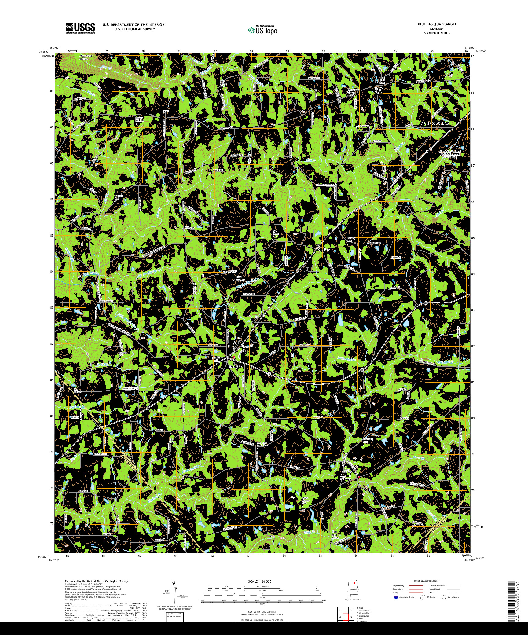 USGS US TOPO 7.5-MINUTE MAP FOR DOUGLAS, AL 2018