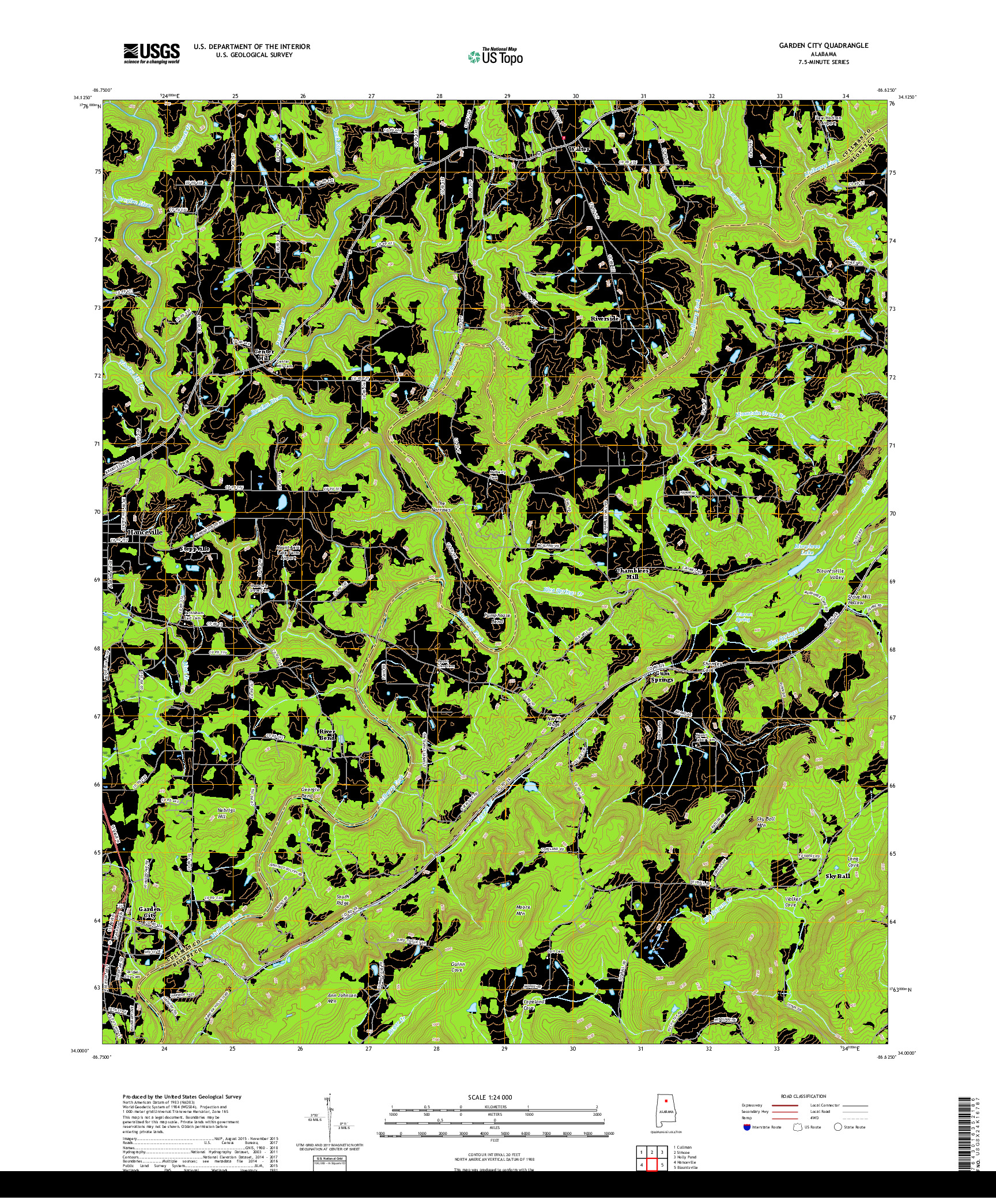 USGS US TOPO 7.5-MINUTE MAP FOR GARDEN CITY, AL 2018