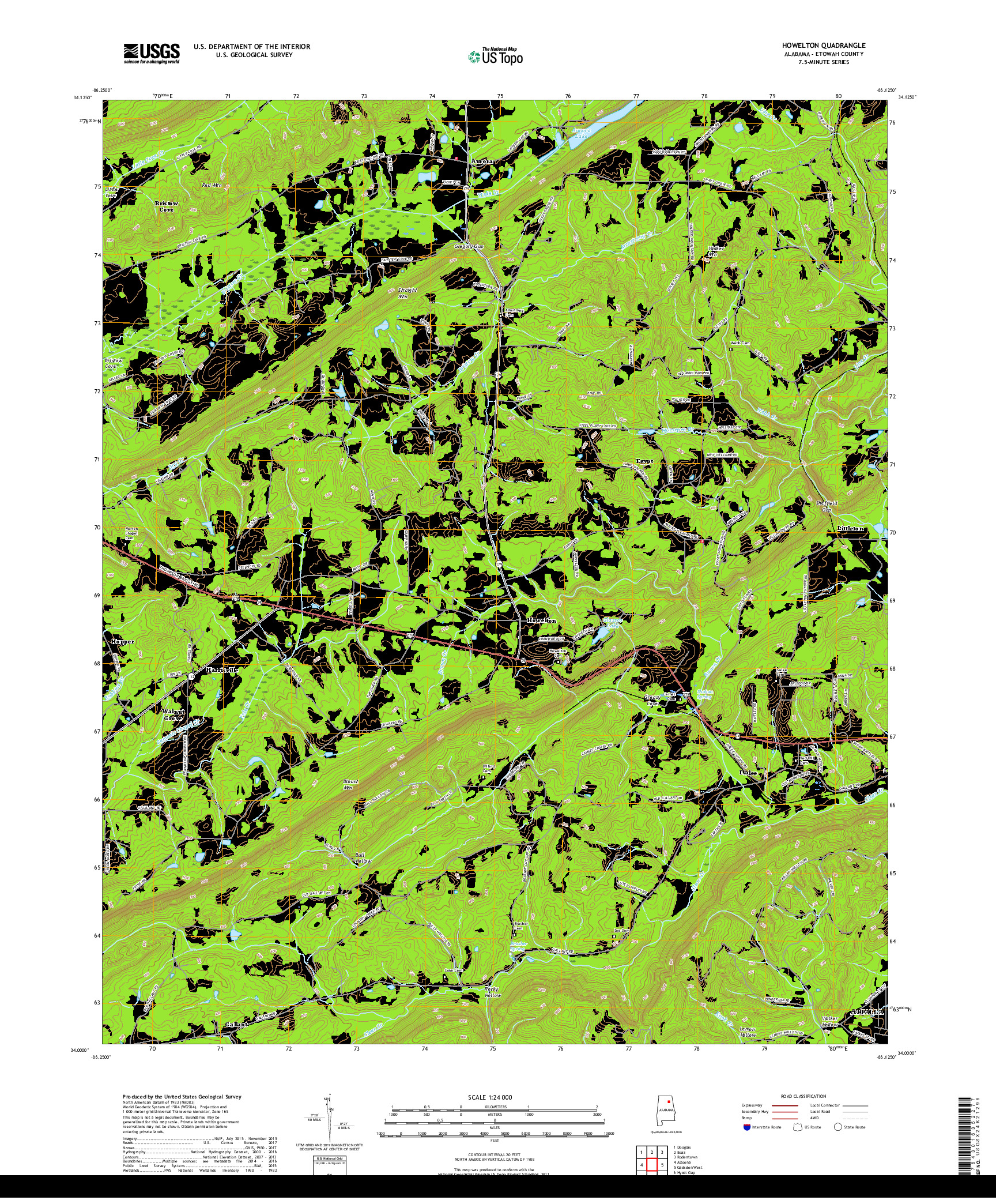 USGS US TOPO 7.5-MINUTE MAP FOR HOWELTON, AL 2018