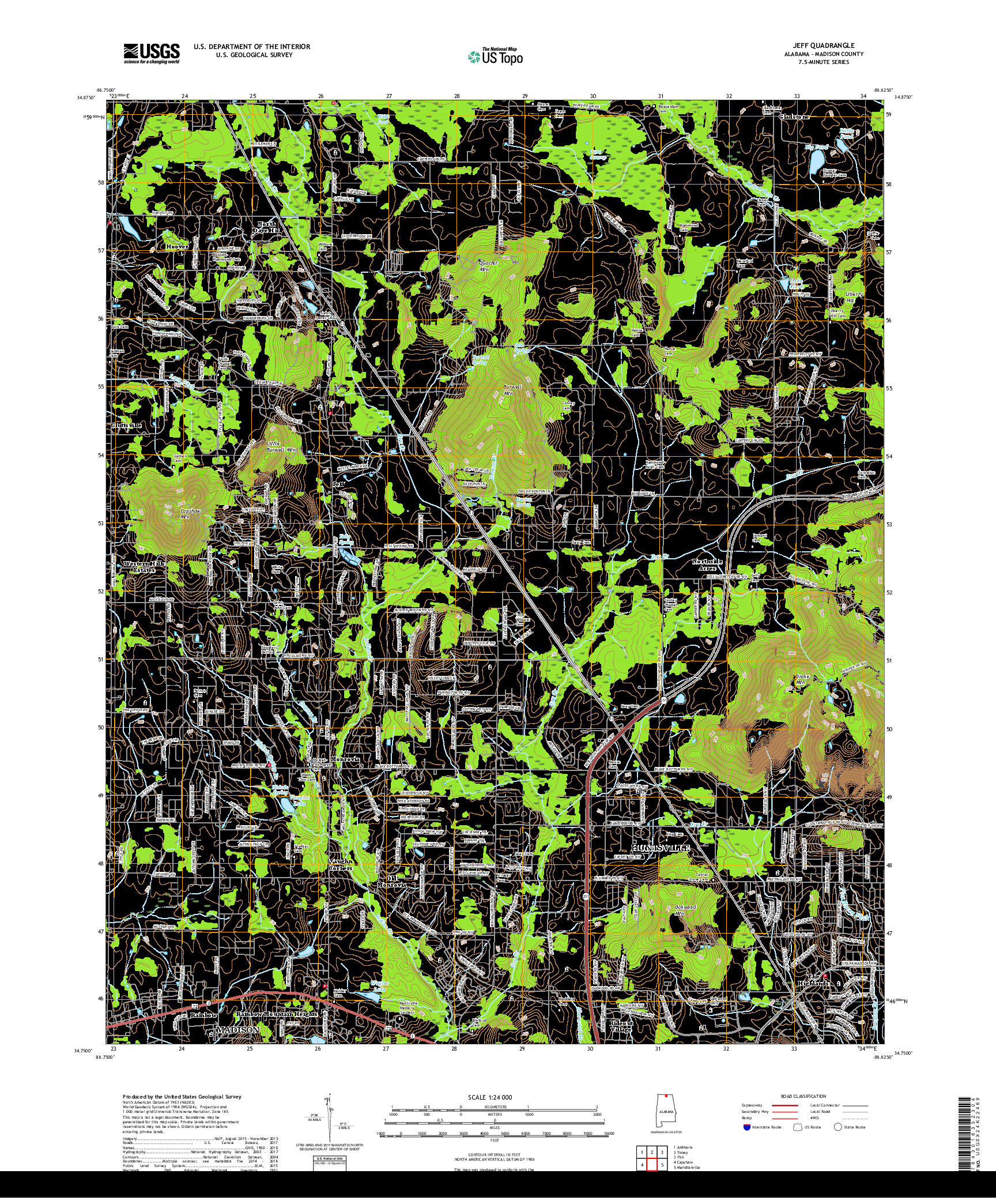 USGS US TOPO 7.5-MINUTE MAP FOR JEFF, AL 2018