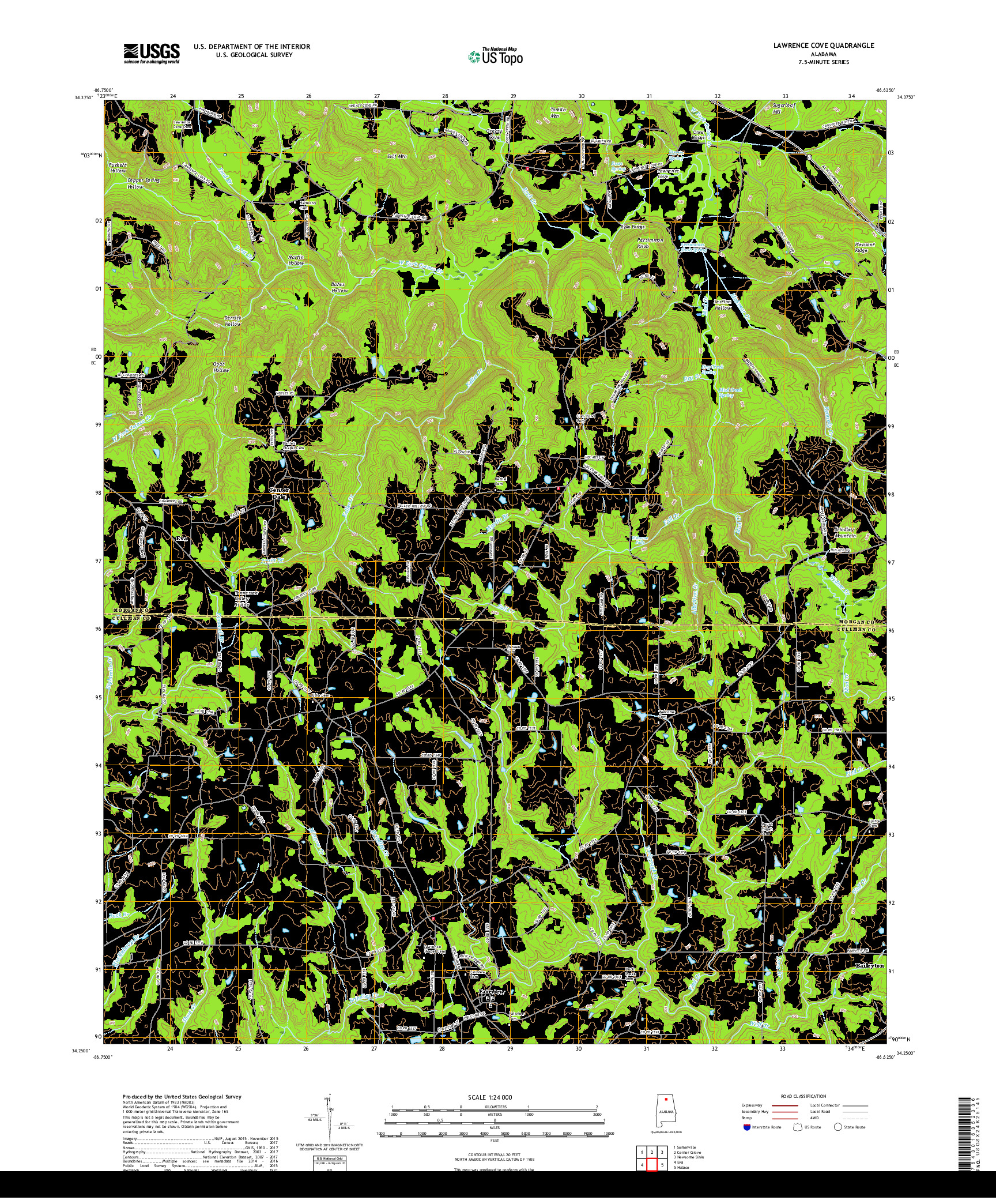 USGS US TOPO 7.5-MINUTE MAP FOR LAWRENCE COVE, AL 2018