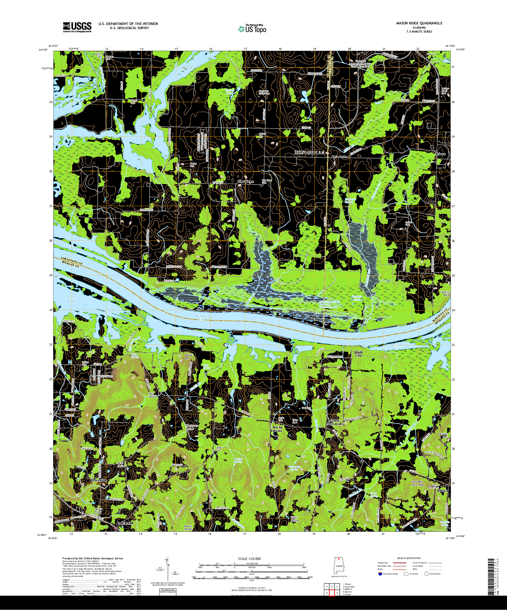 USGS US TOPO 7.5-MINUTE MAP FOR MASON RIDGE, AL 2018