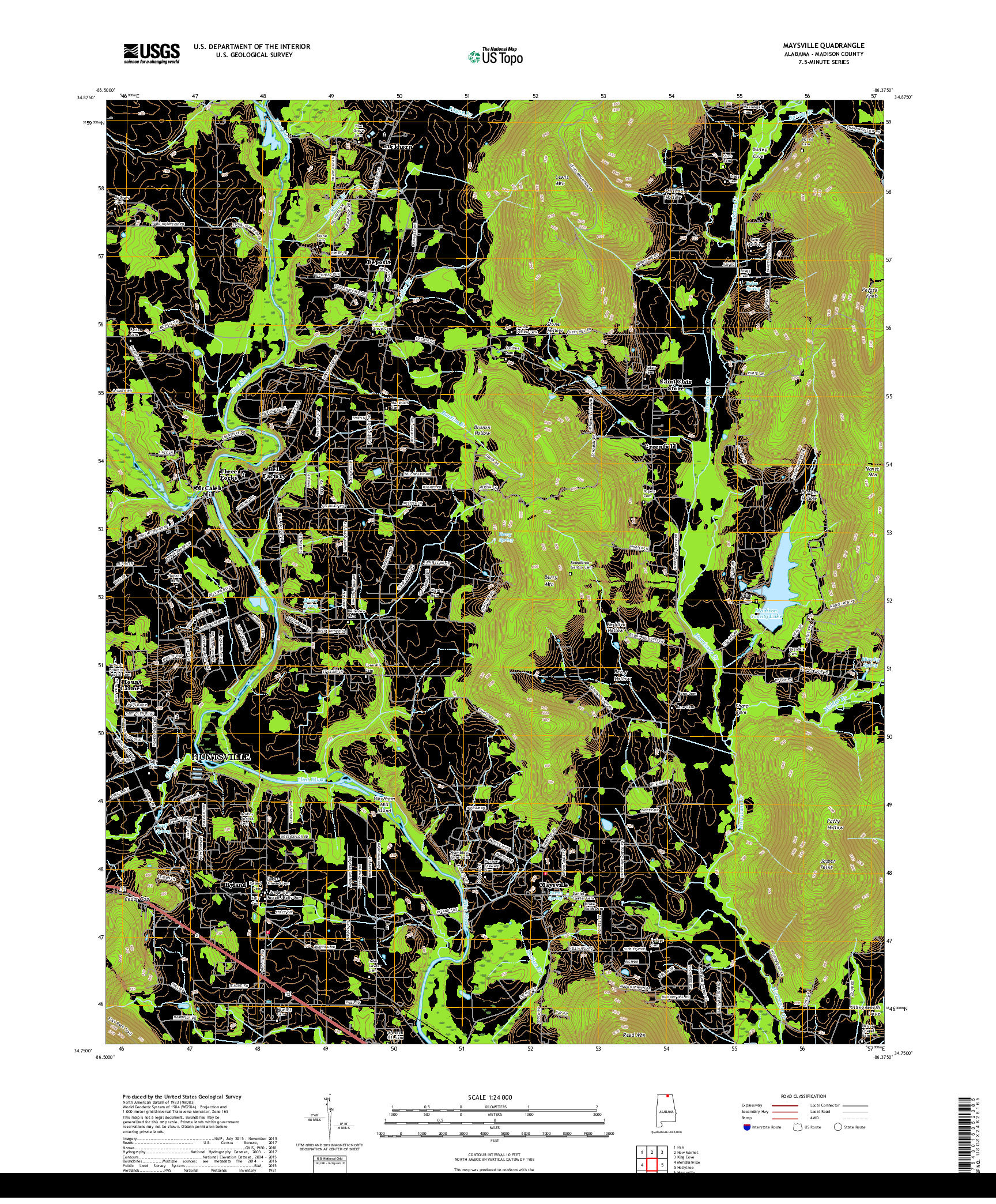 USGS US TOPO 7.5-MINUTE MAP FOR MAYSVILLE, AL 2018