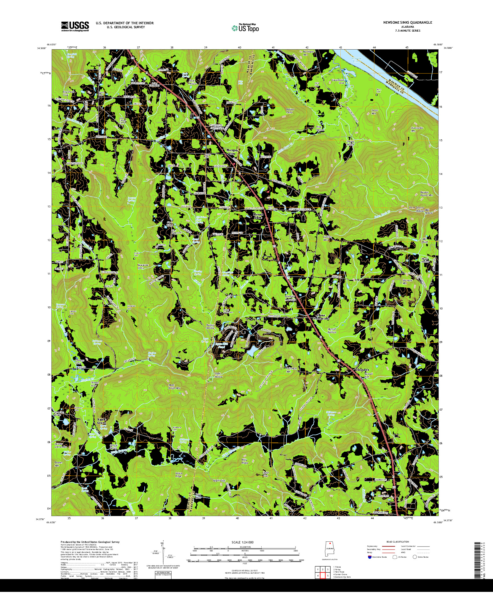 USGS US TOPO 7.5-MINUTE MAP FOR NEWSOME SINKS, AL 2018