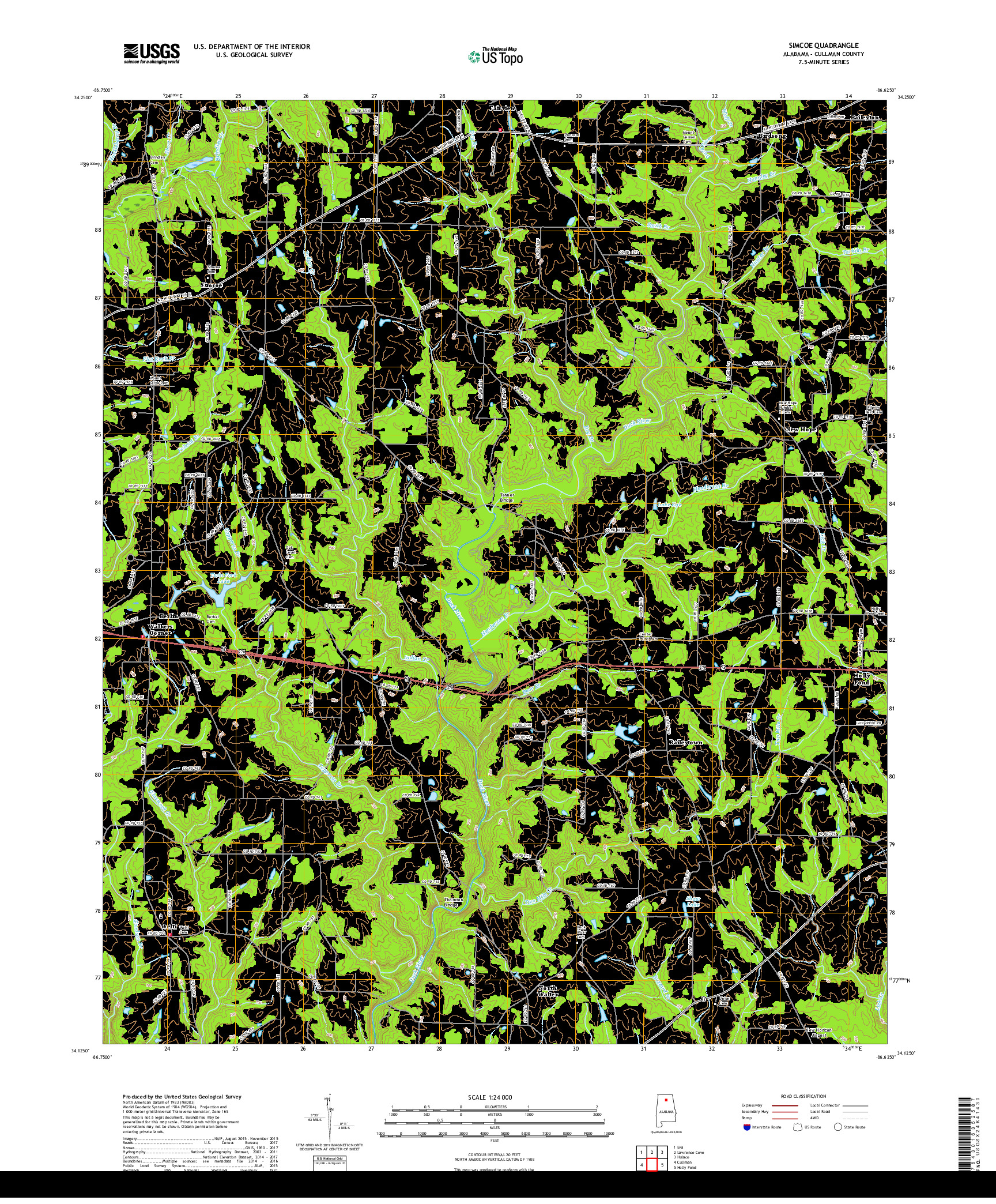 USGS US TOPO 7.5-MINUTE MAP FOR SIMCOE, AL 2018