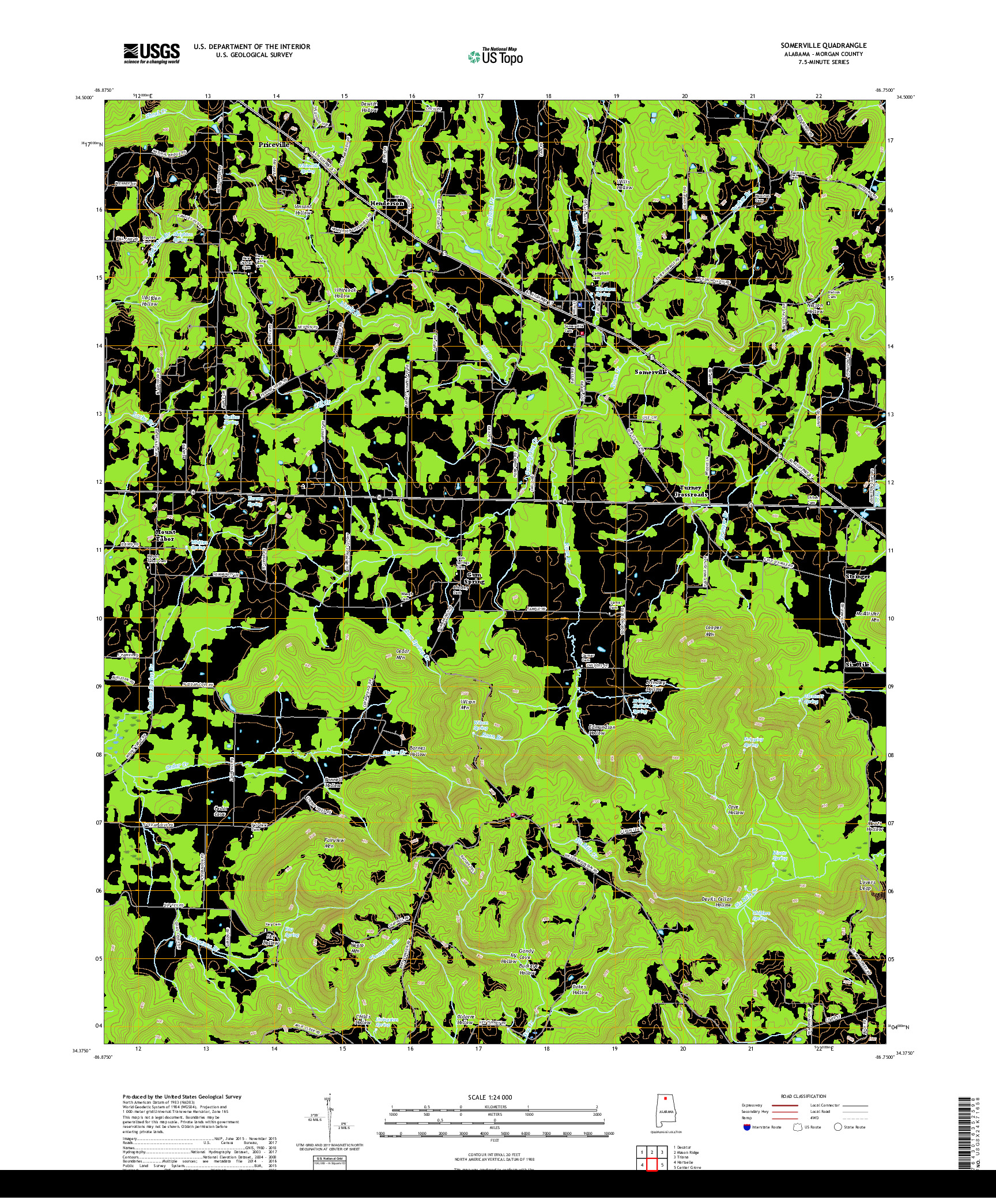 USGS US TOPO 7.5-MINUTE MAP FOR SOMERVILLE, AL 2018