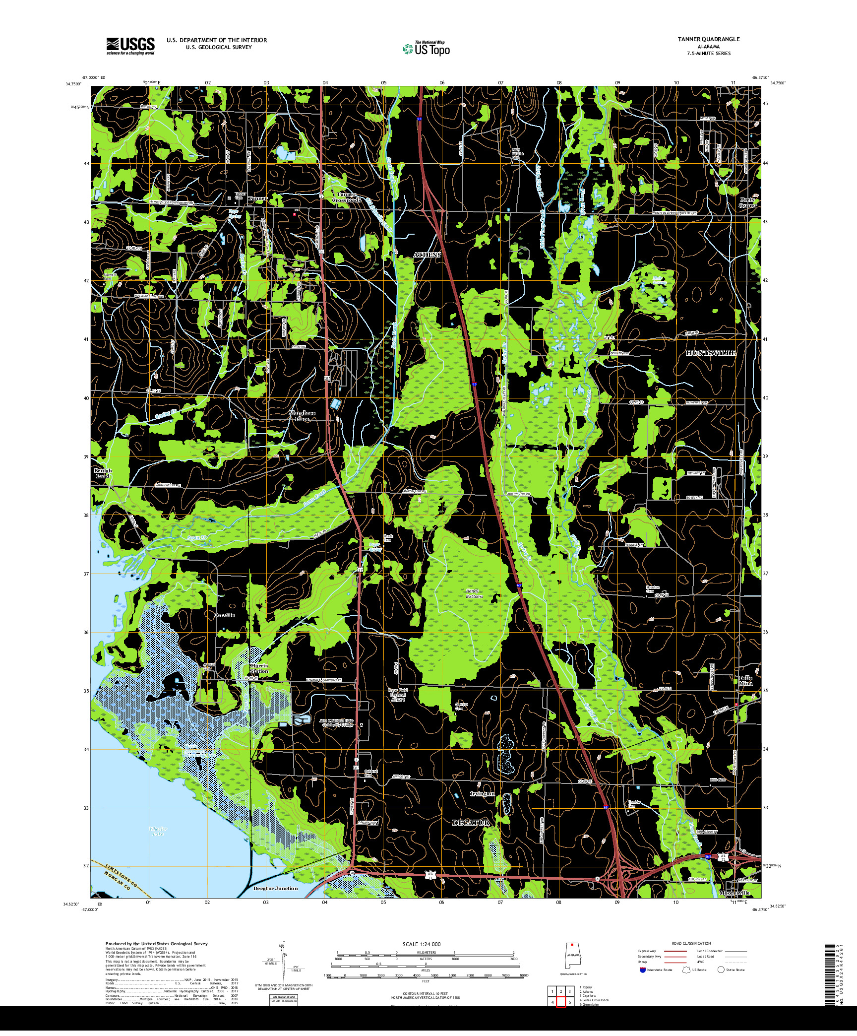 USGS US TOPO 7.5-MINUTE MAP FOR TANNER, AL 2018