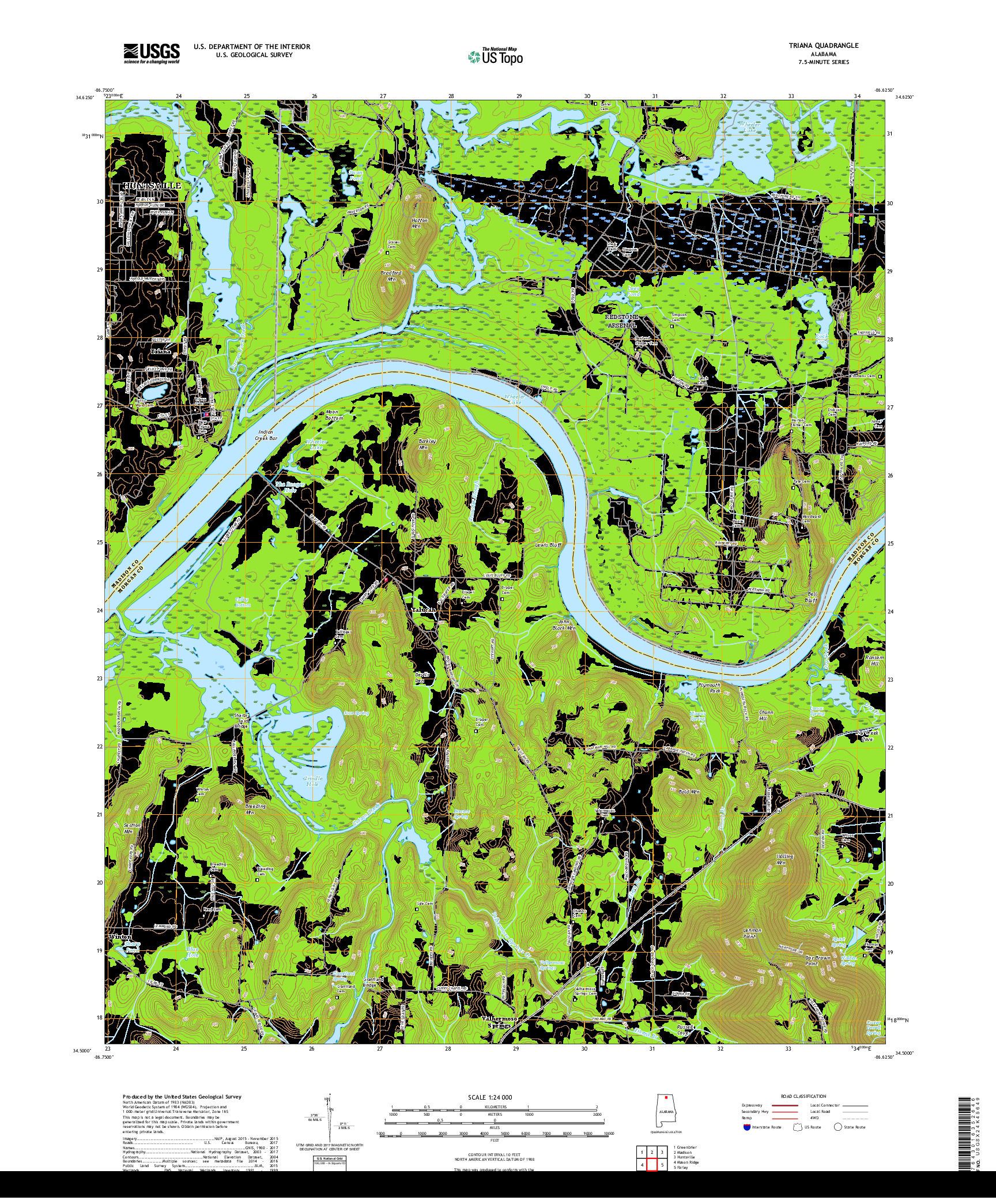 USGS US TOPO 7.5-MINUTE MAP FOR TRIANA, AL 2018