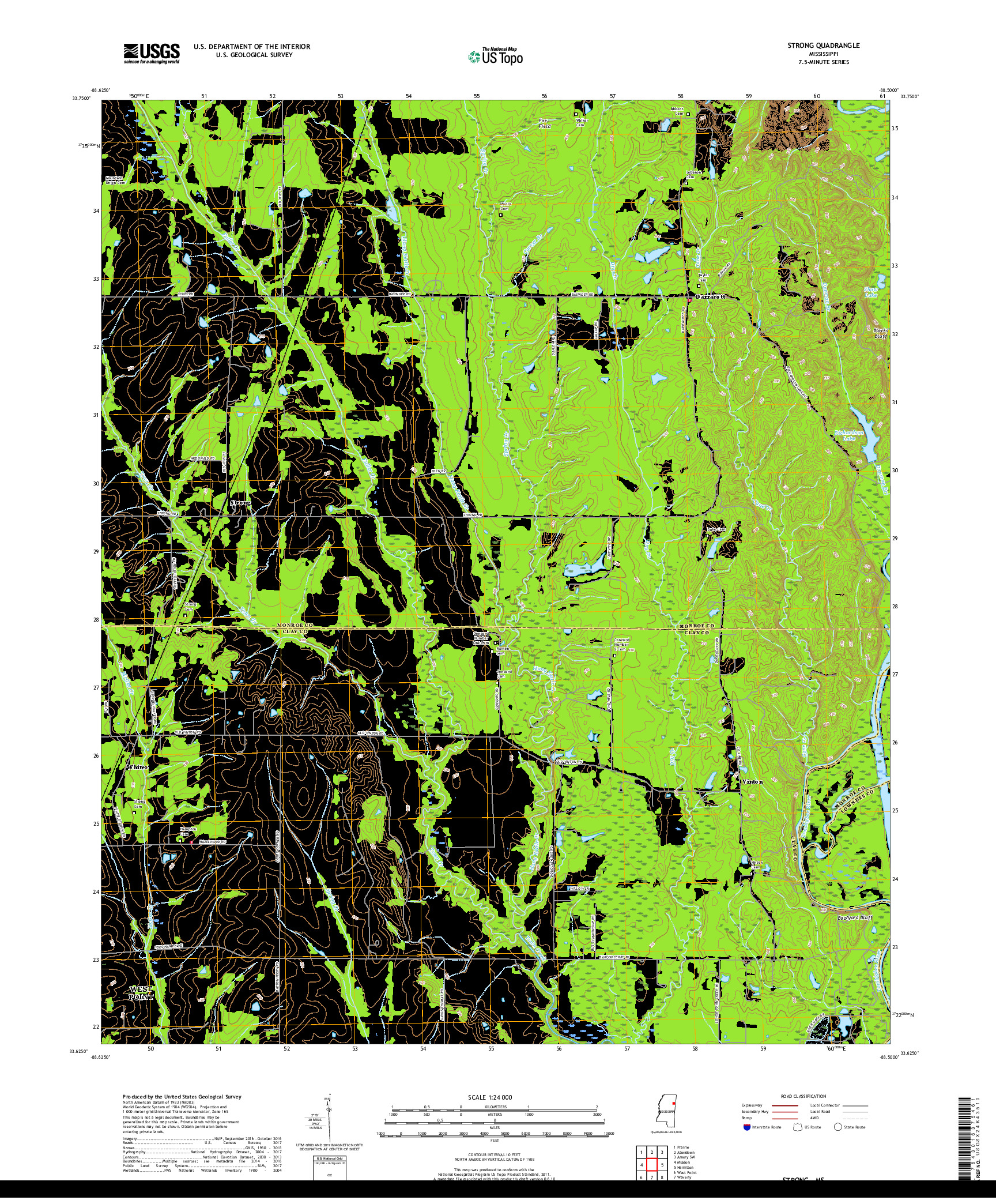 USGS US TOPO 7.5-MINUTE MAP FOR STRONG, MS 2018