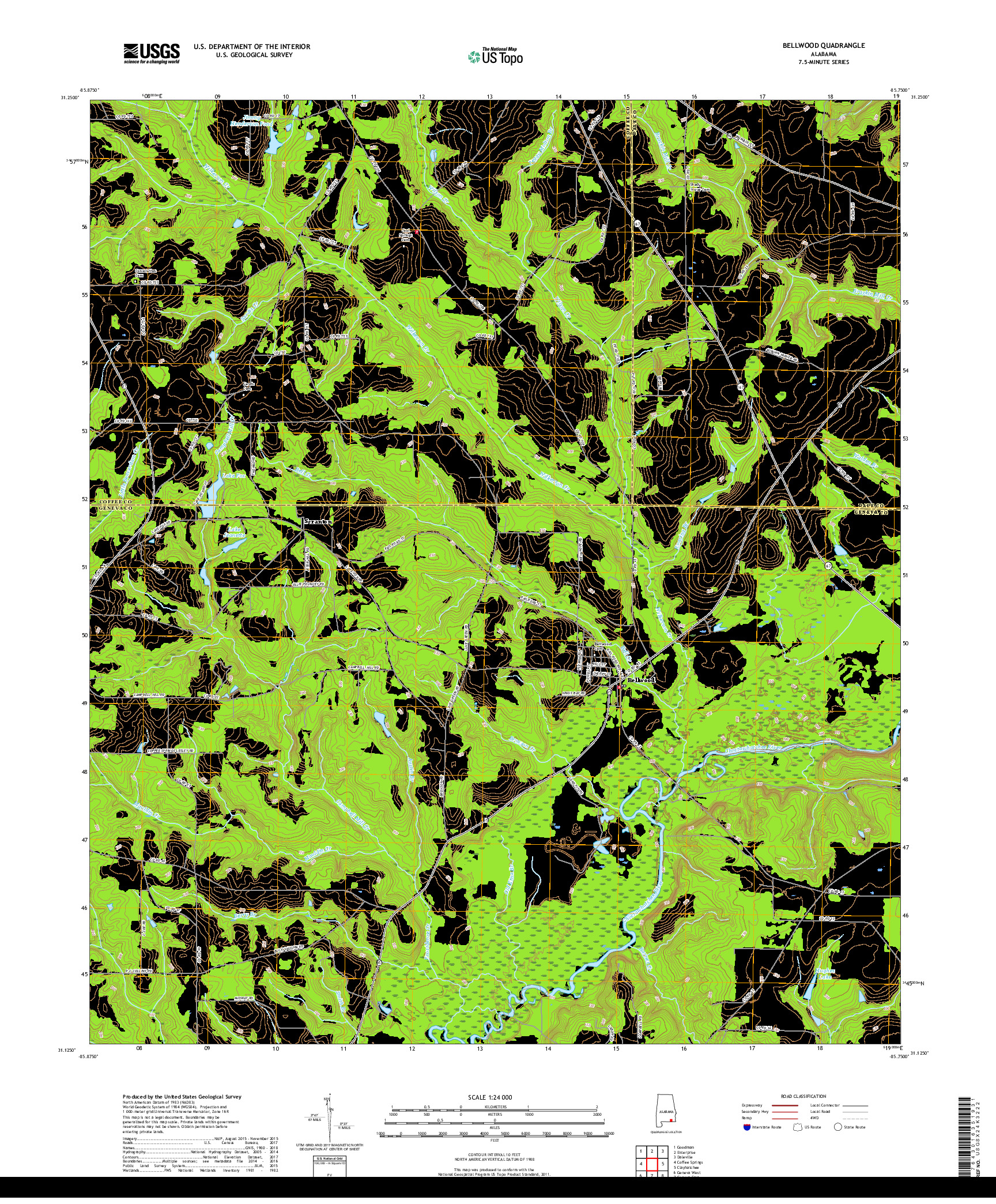 USGS US TOPO 7.5-MINUTE MAP FOR BELLWOOD, AL 2018