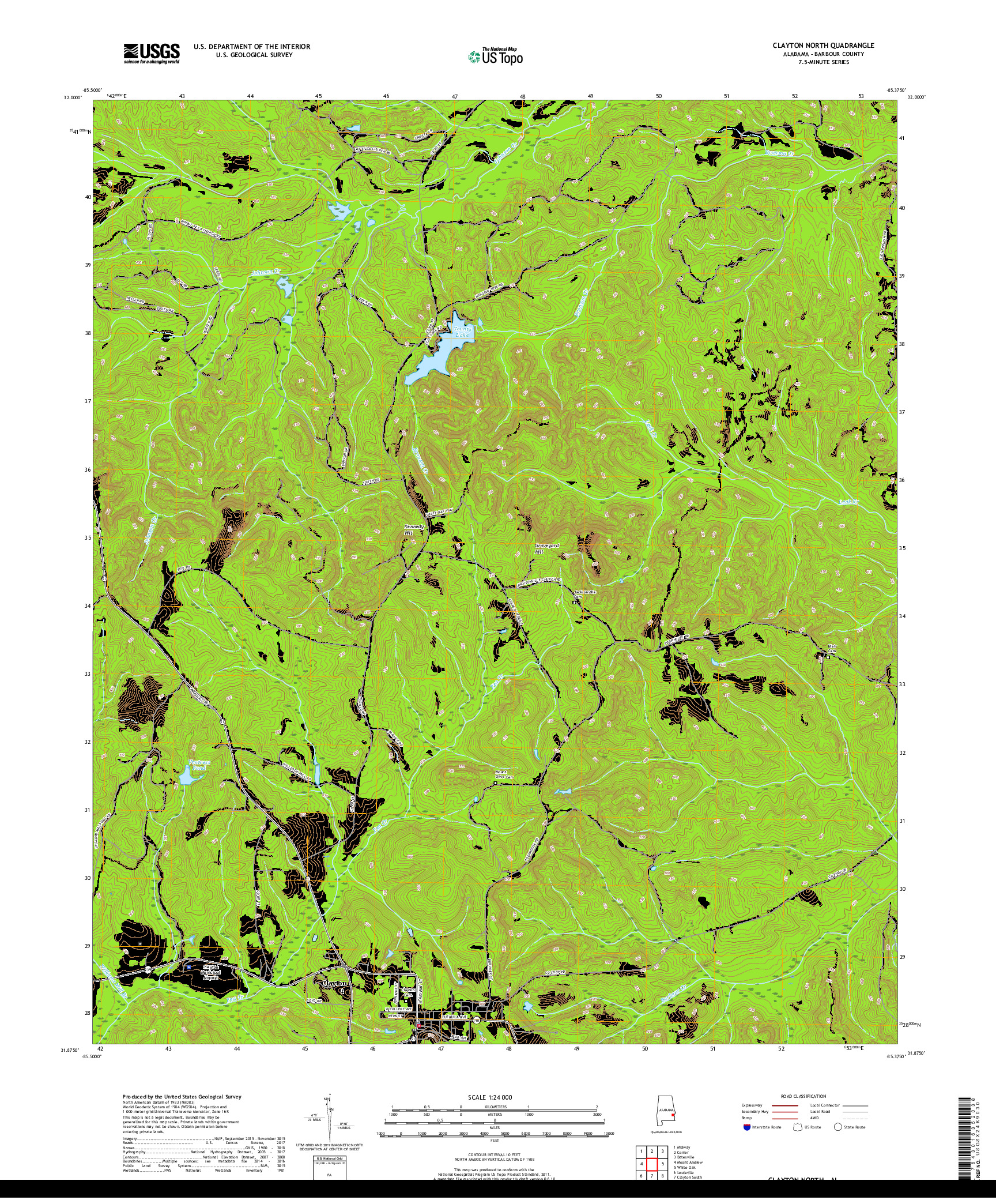 USGS US TOPO 7.5-MINUTE MAP FOR CLAYTON NORTH, AL 2018