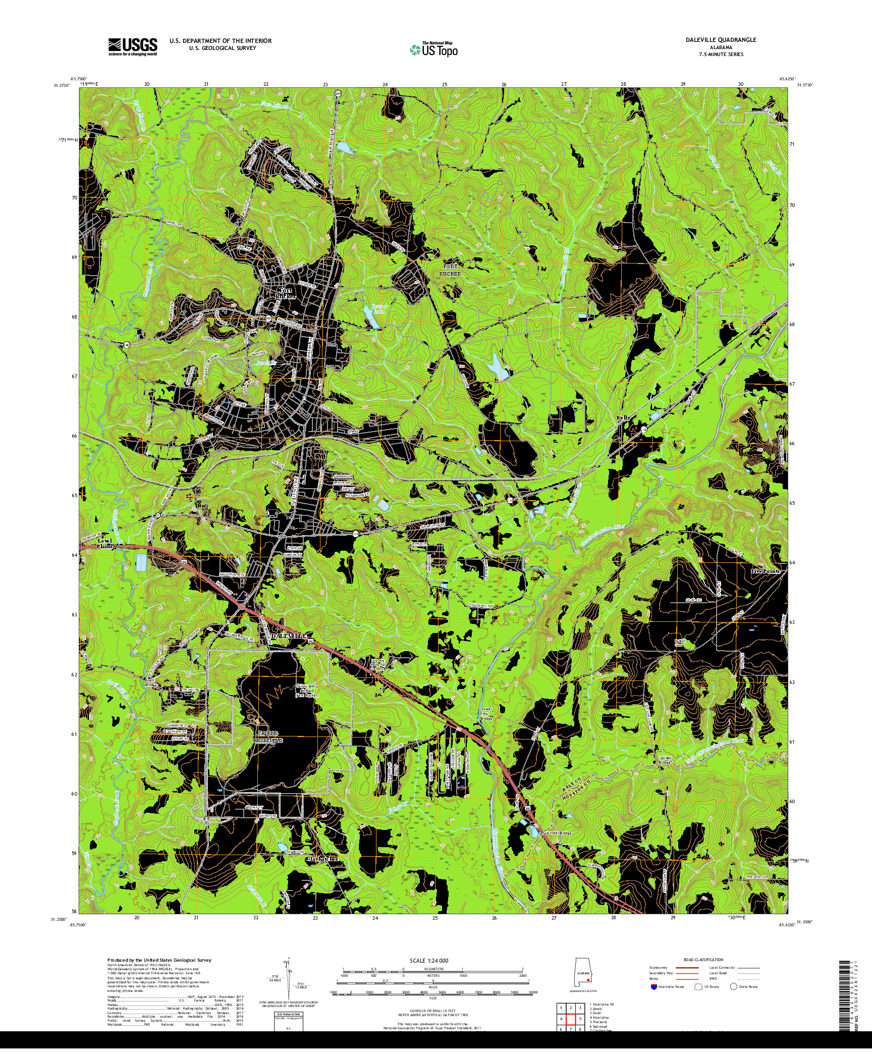 USGS US TOPO 7.5-MINUTE MAP FOR DALEVILLE, AL 2018