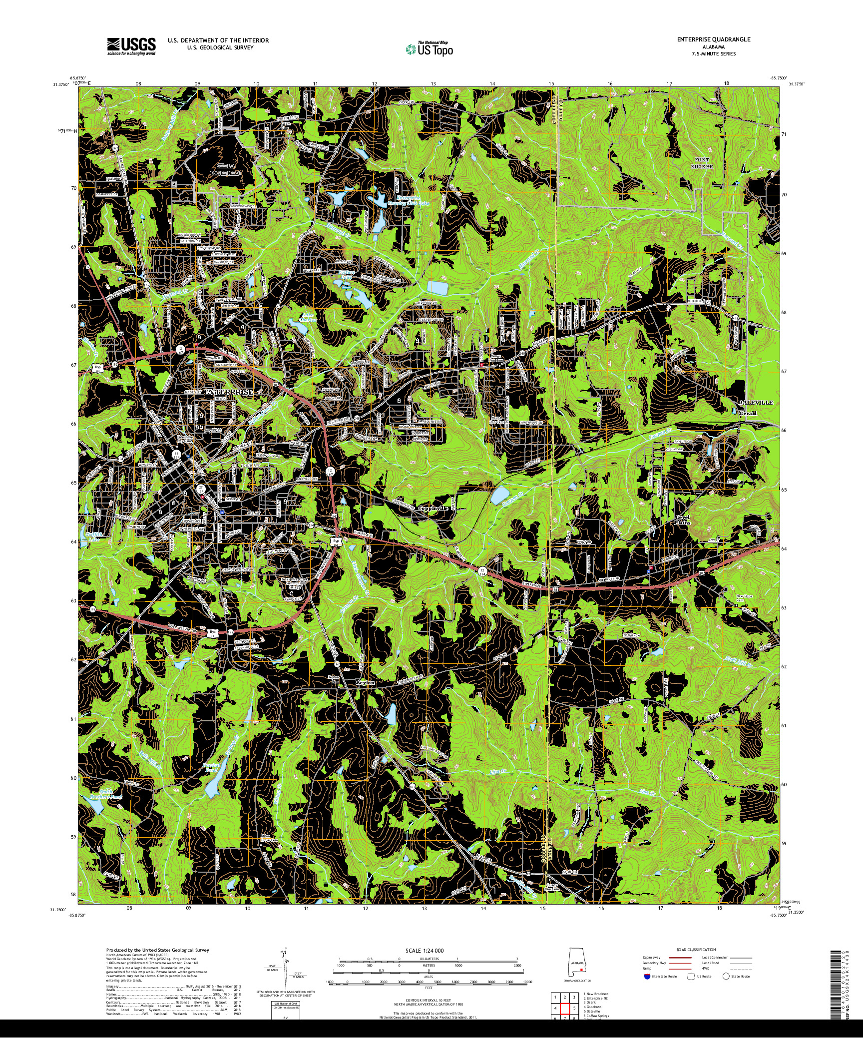 USGS US TOPO 7.5-MINUTE MAP FOR ENTERPRISE, AL 2018