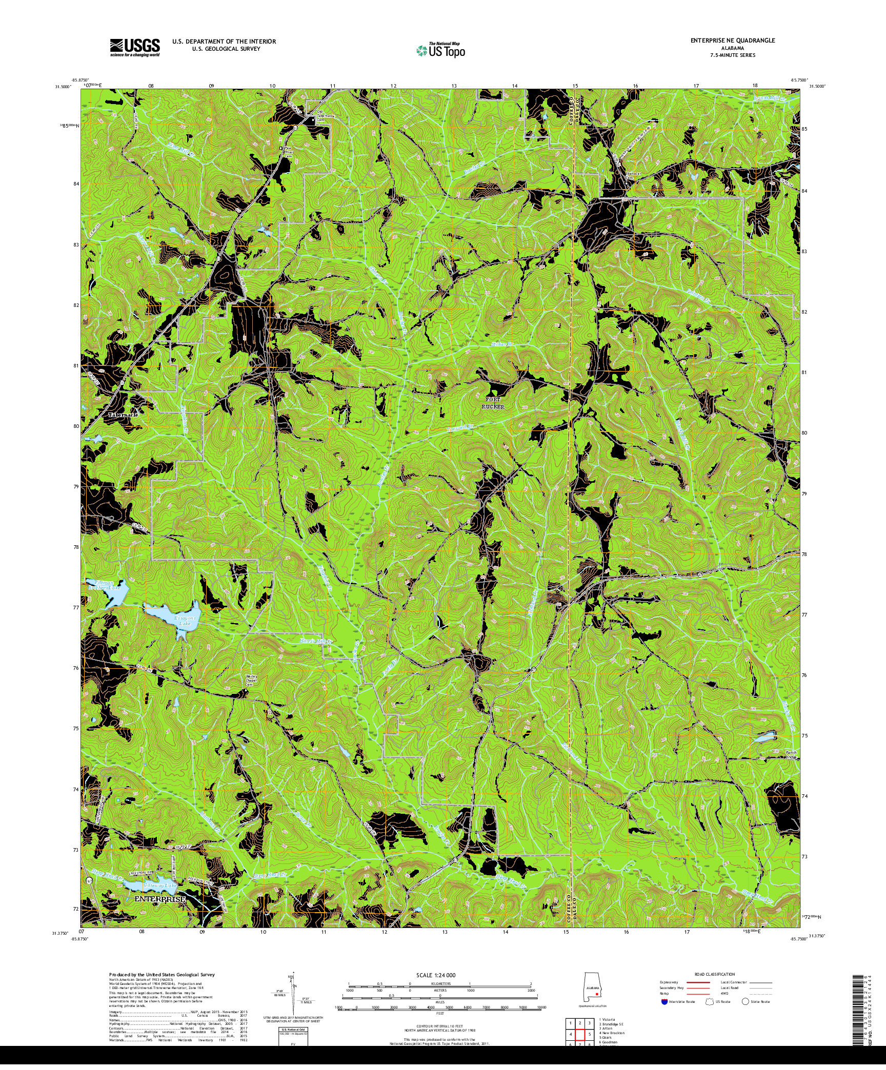 USGS US TOPO 7.5-MINUTE MAP FOR ENTERPRISE NE, AL 2018