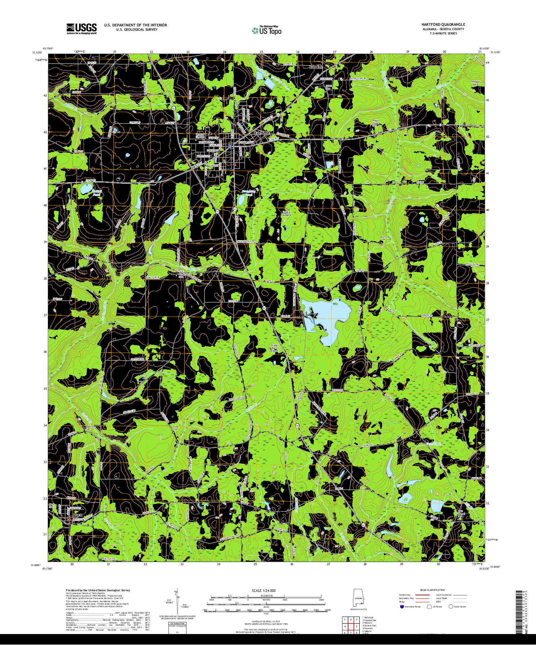 USGS US TOPO 7.5-MINUTE MAP FOR HARTFORD, AL 2018