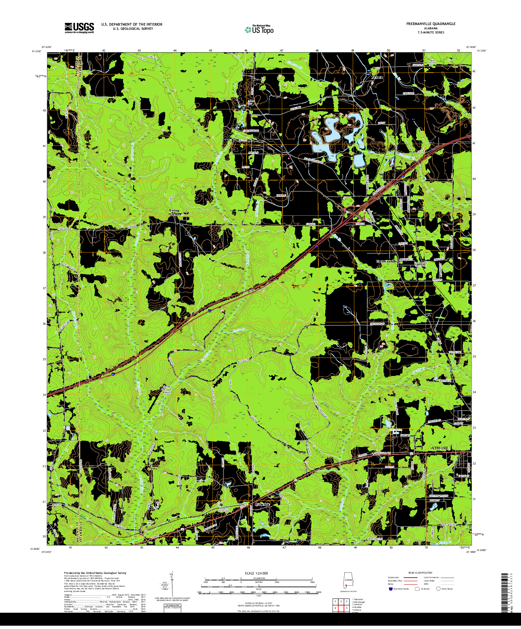 USGS US TOPO 7.5-MINUTE MAP FOR FREEMANVILLE, AL 2018