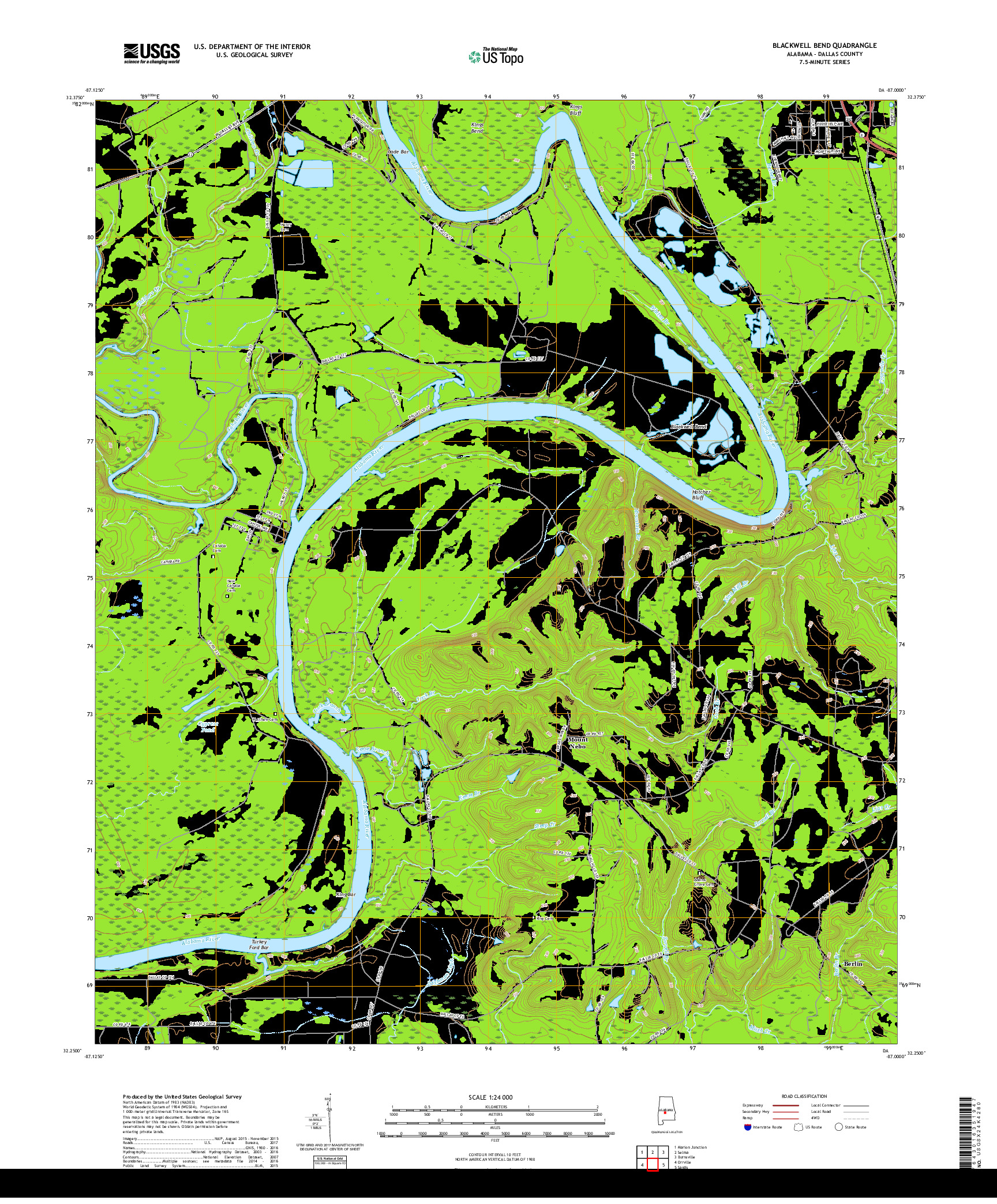 USGS US TOPO 7.5-MINUTE MAP FOR BLACKWELL BEND, AL 2018