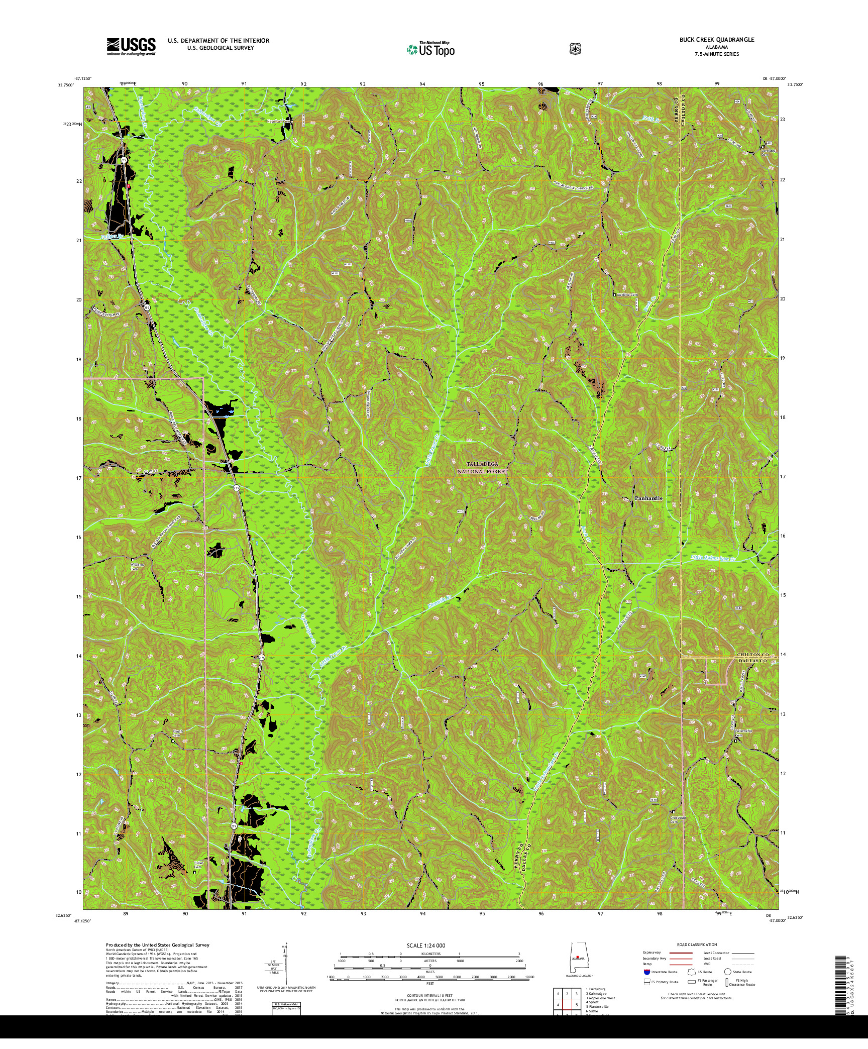 USGS US TOPO 7.5-MINUTE MAP FOR BUCK CREEK, AL 2018