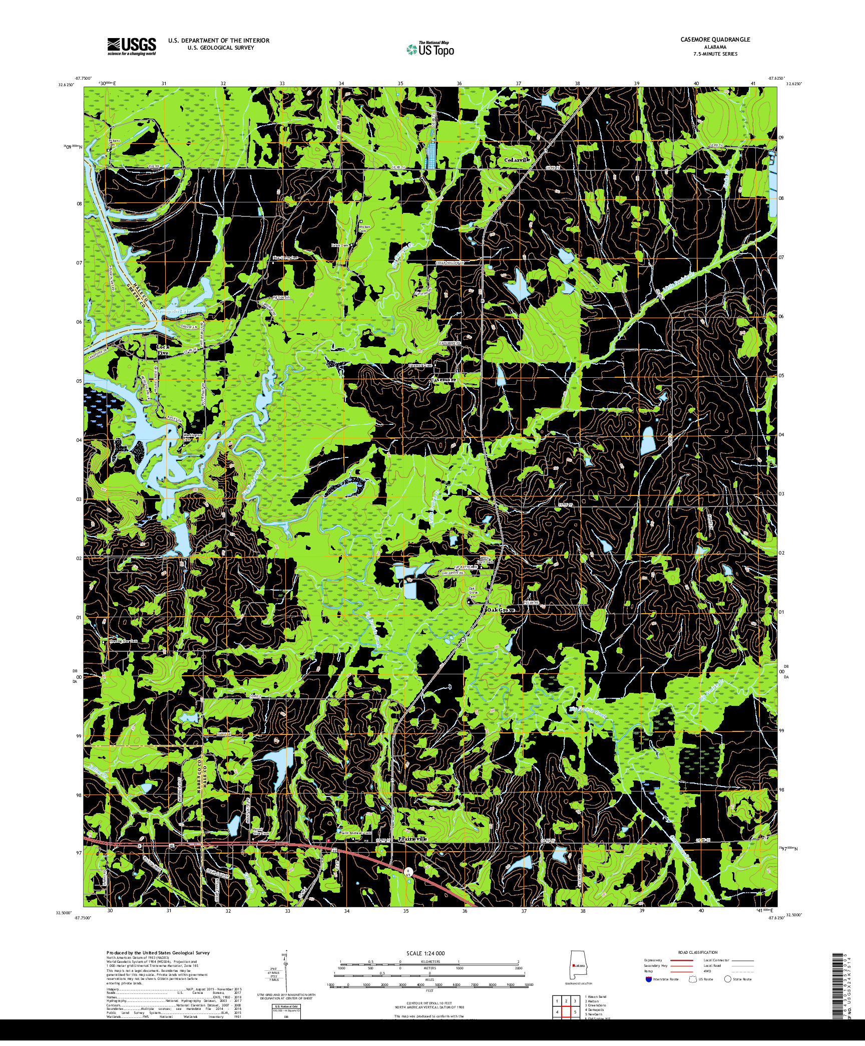 USGS US TOPO 7.5-MINUTE MAP FOR CASEMORE, AL 2018