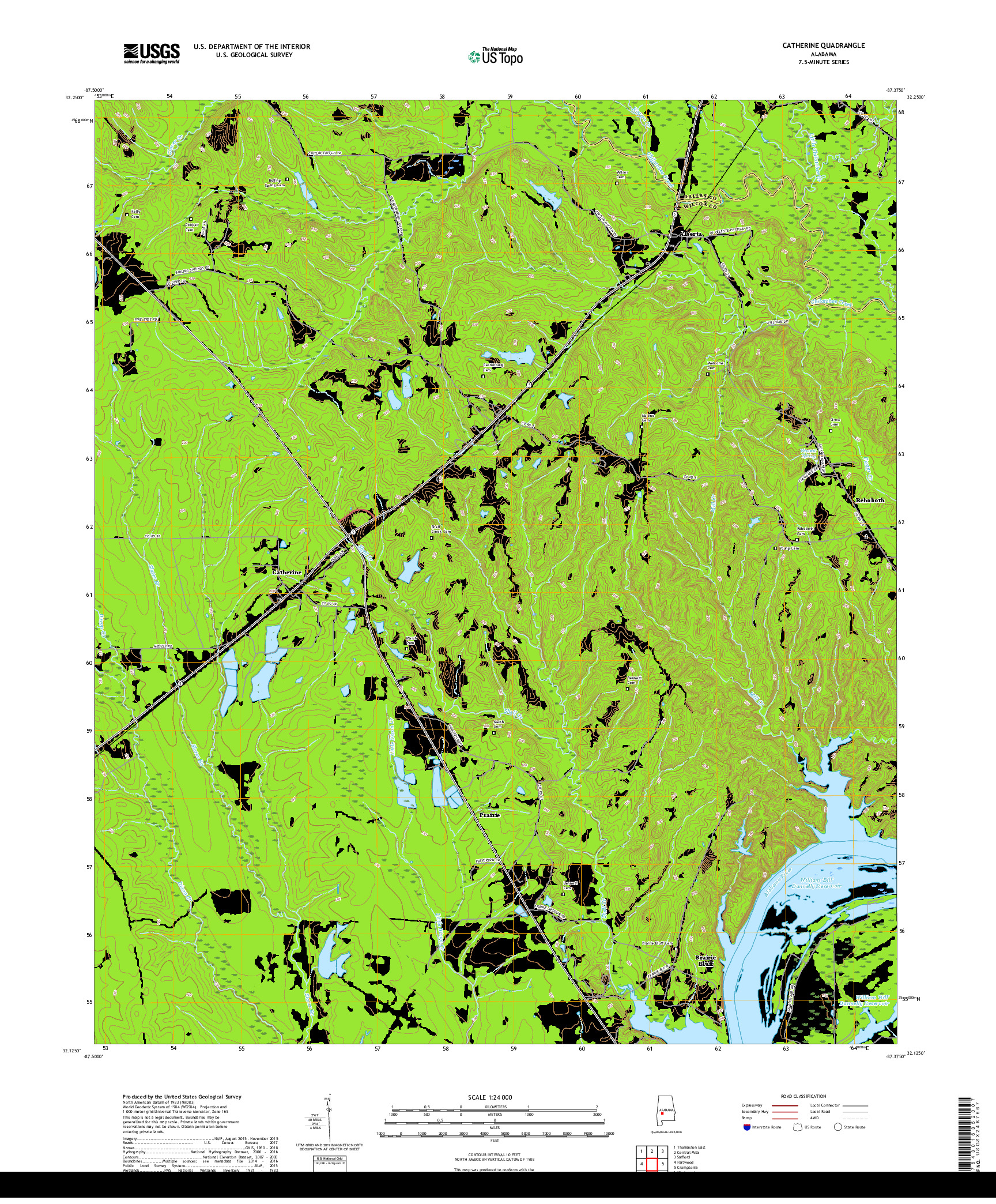 USGS US TOPO 7.5-MINUTE MAP FOR CATHERINE, AL 2018