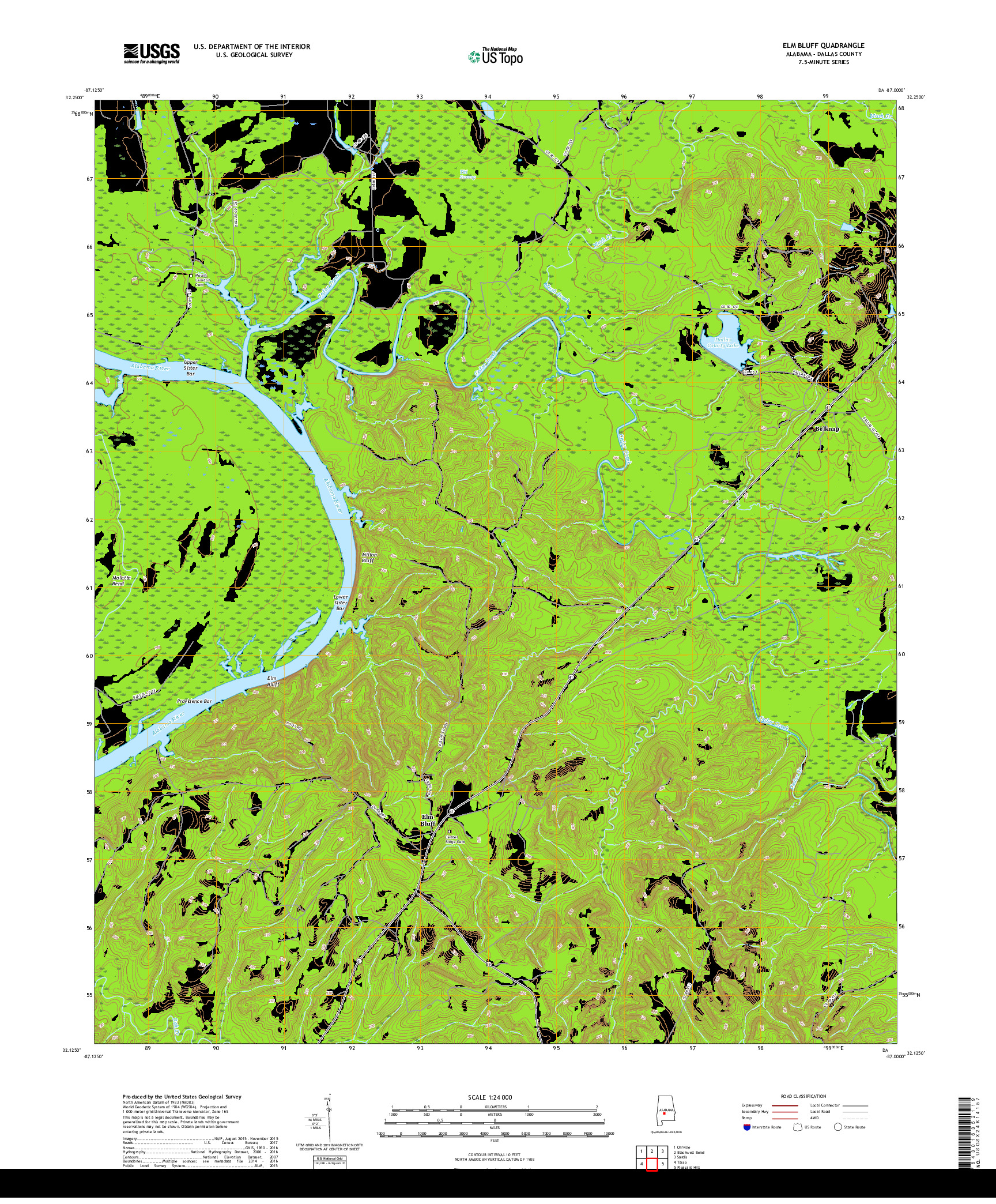 USGS US TOPO 7.5-MINUTE MAP FOR ELM BLUFF, AL 2018