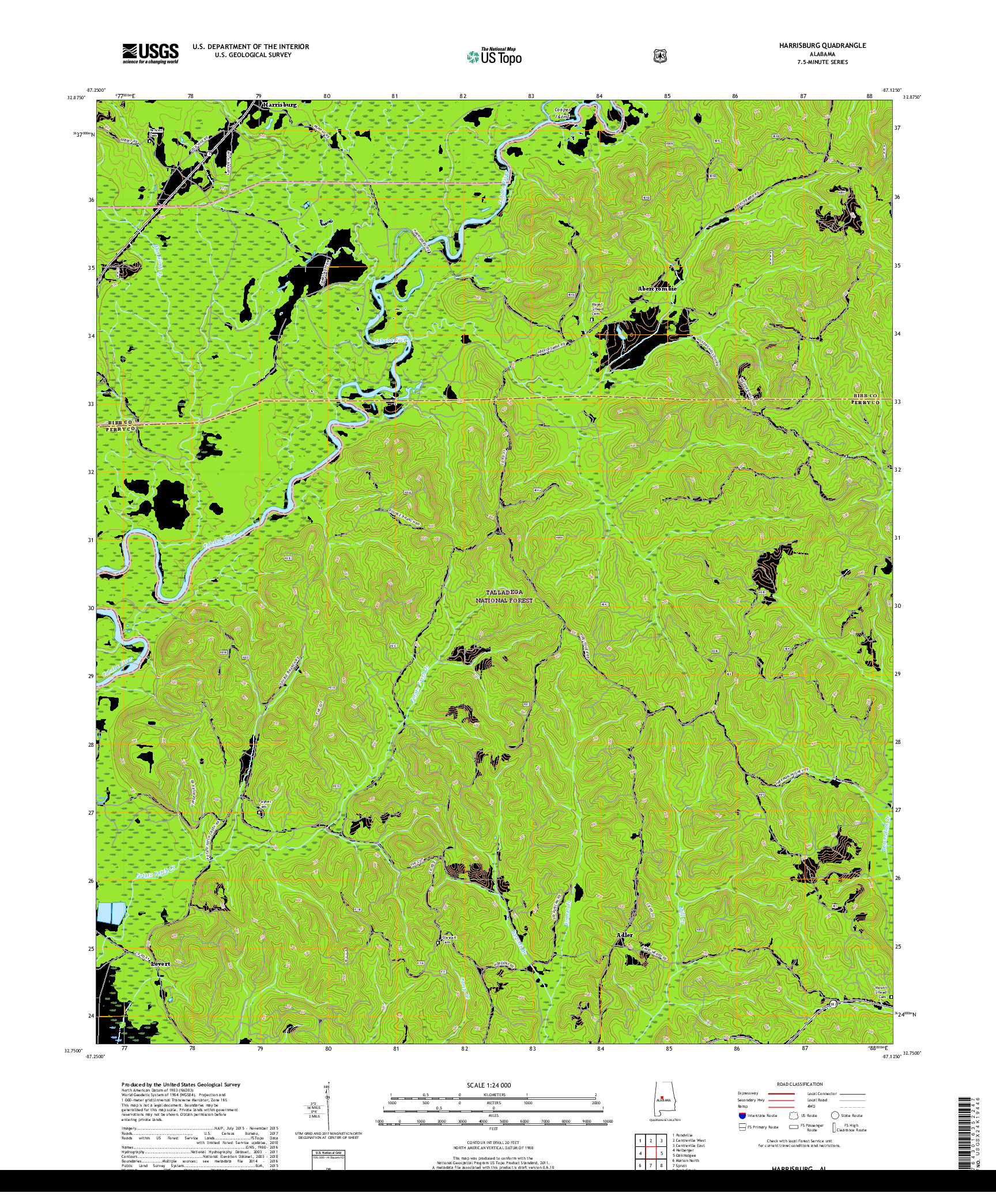 USGS US TOPO 7.5-MINUTE MAP FOR HARRISBURG, AL 2018