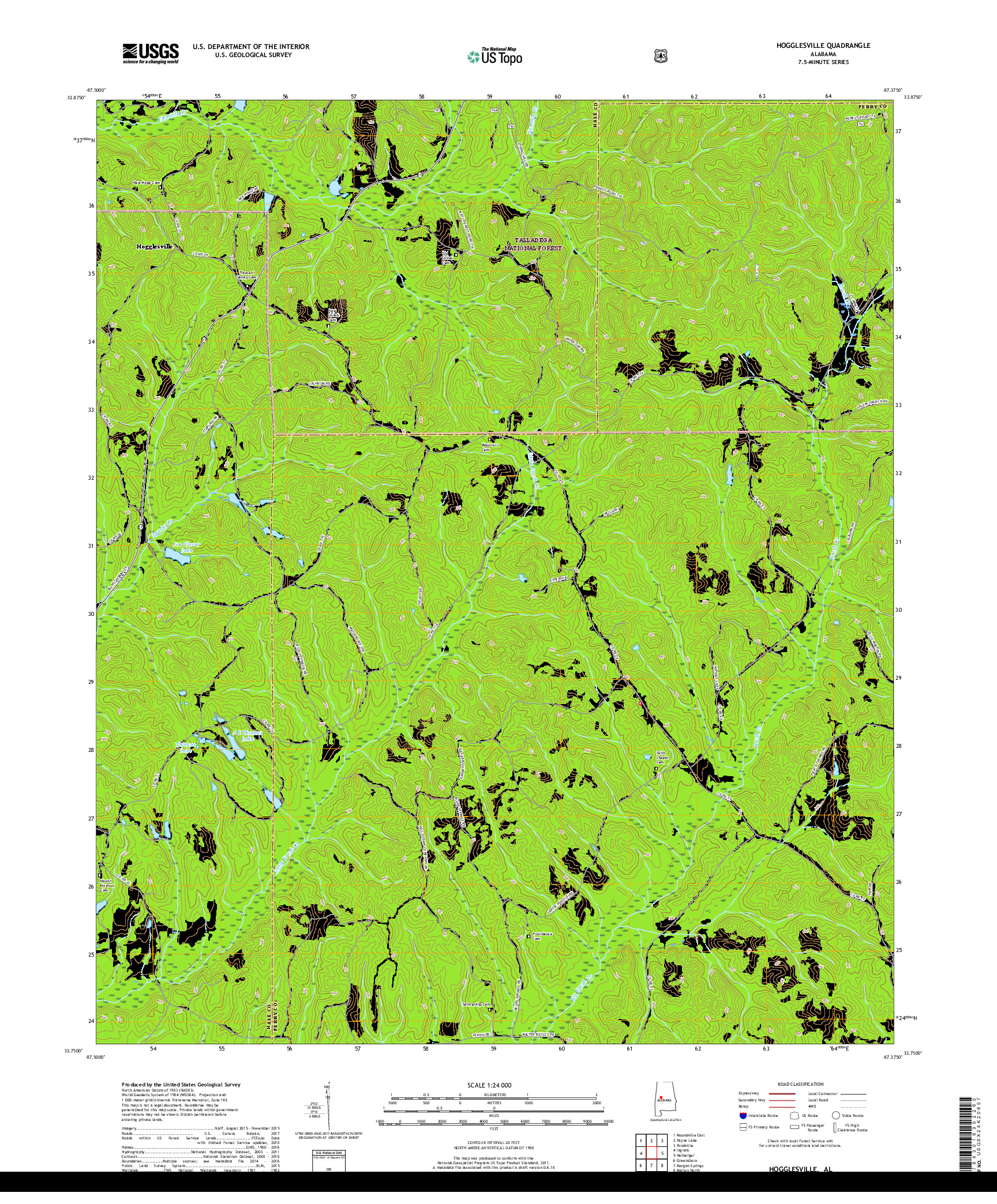 USGS US TOPO 7.5-MINUTE MAP FOR HOGGLESVILLE, AL 2018