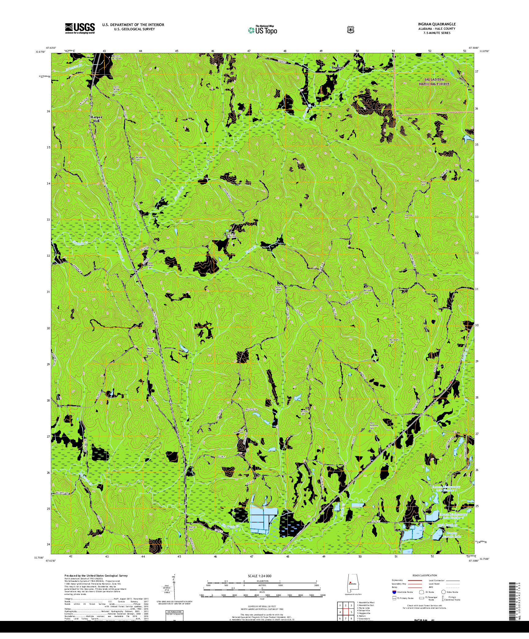 USGS US TOPO 7.5-MINUTE MAP FOR INGRAM, AL 2018