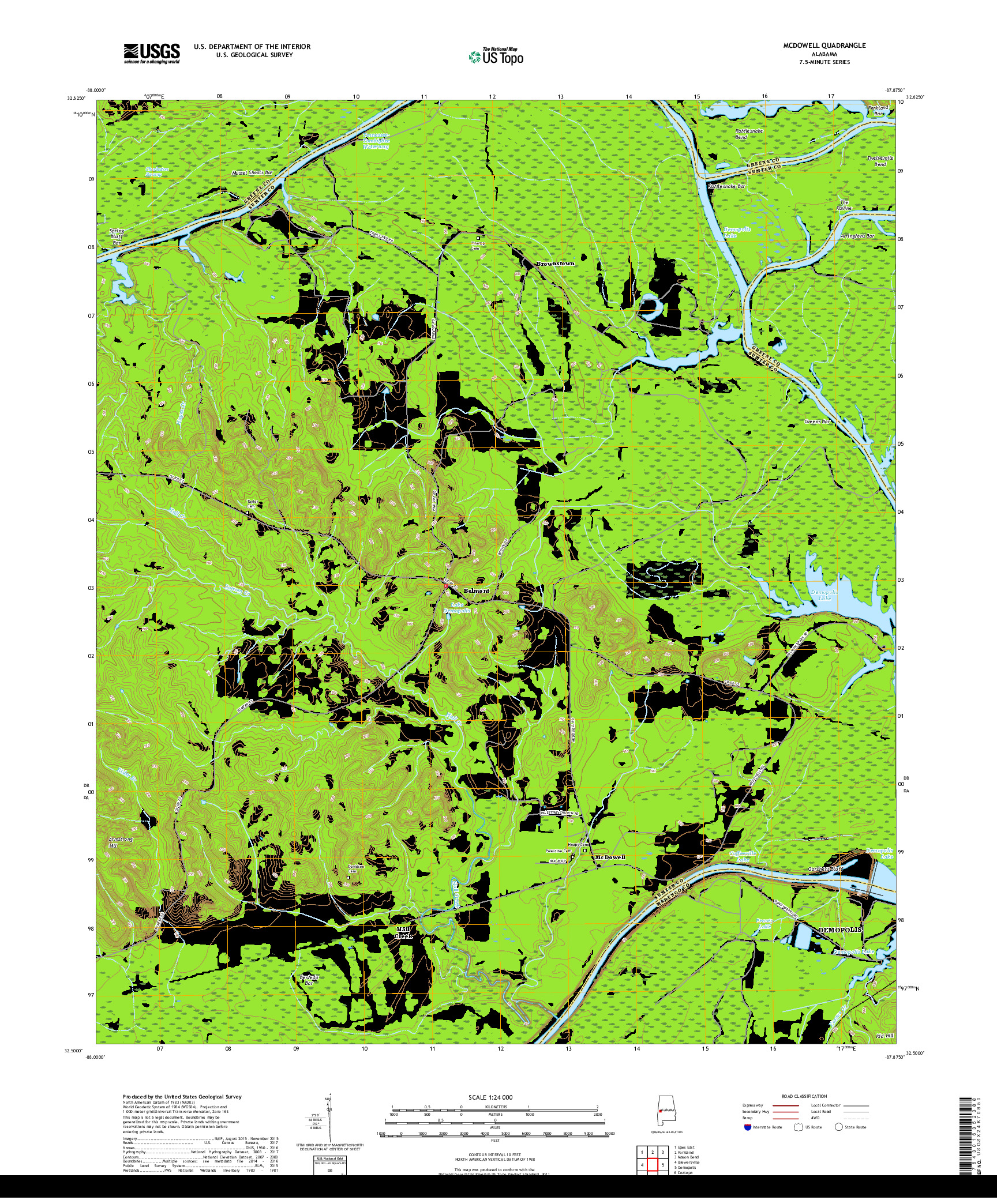 USGS US TOPO 7.5-MINUTE MAP FOR MCDOWELL, AL 2018