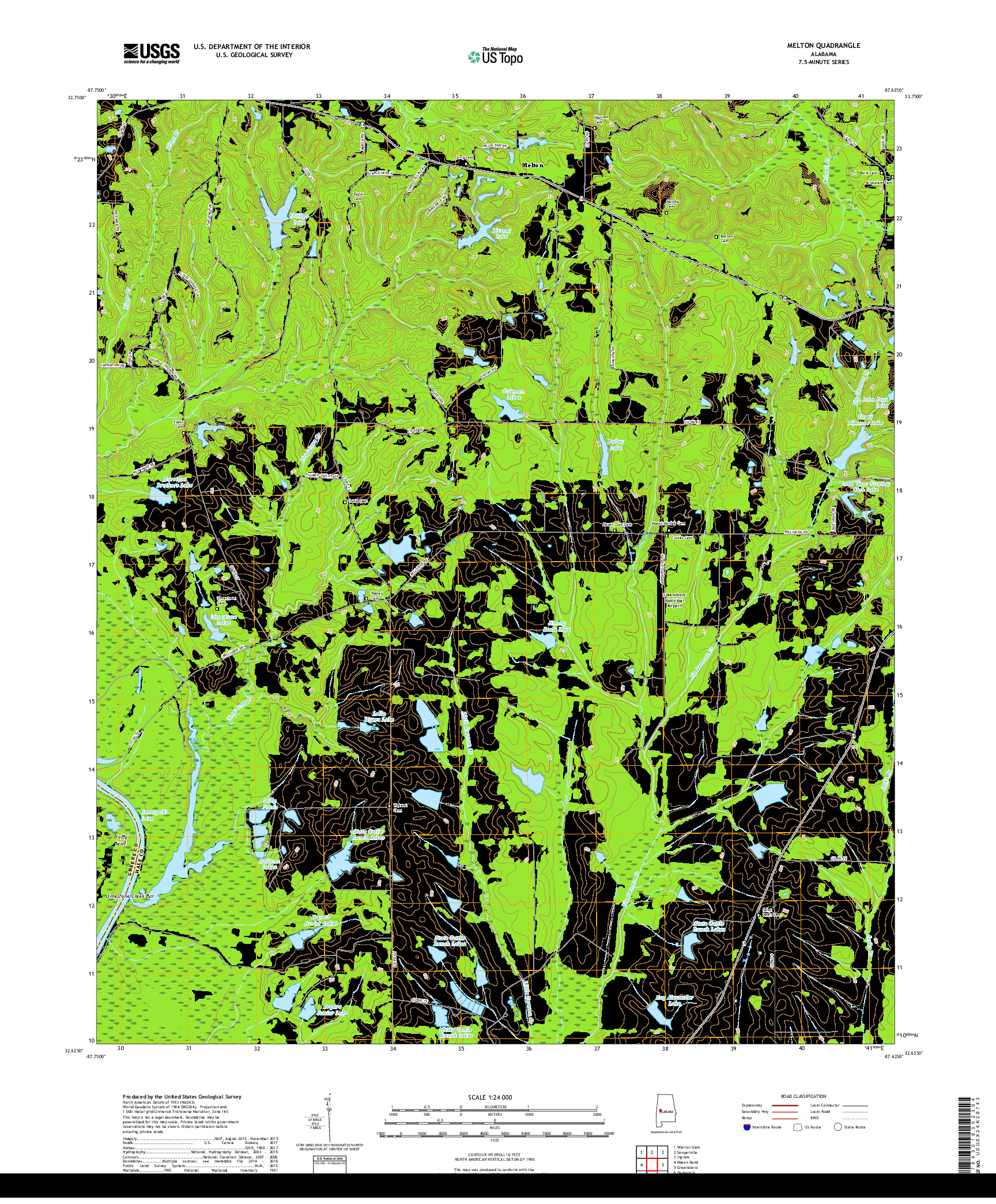 USGS US TOPO 7.5-MINUTE MAP FOR MELTON, AL 2018