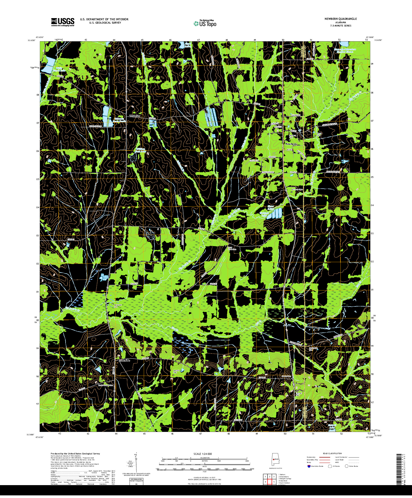 USGS US TOPO 7.5-MINUTE MAP FOR NEWBERN, AL 2018