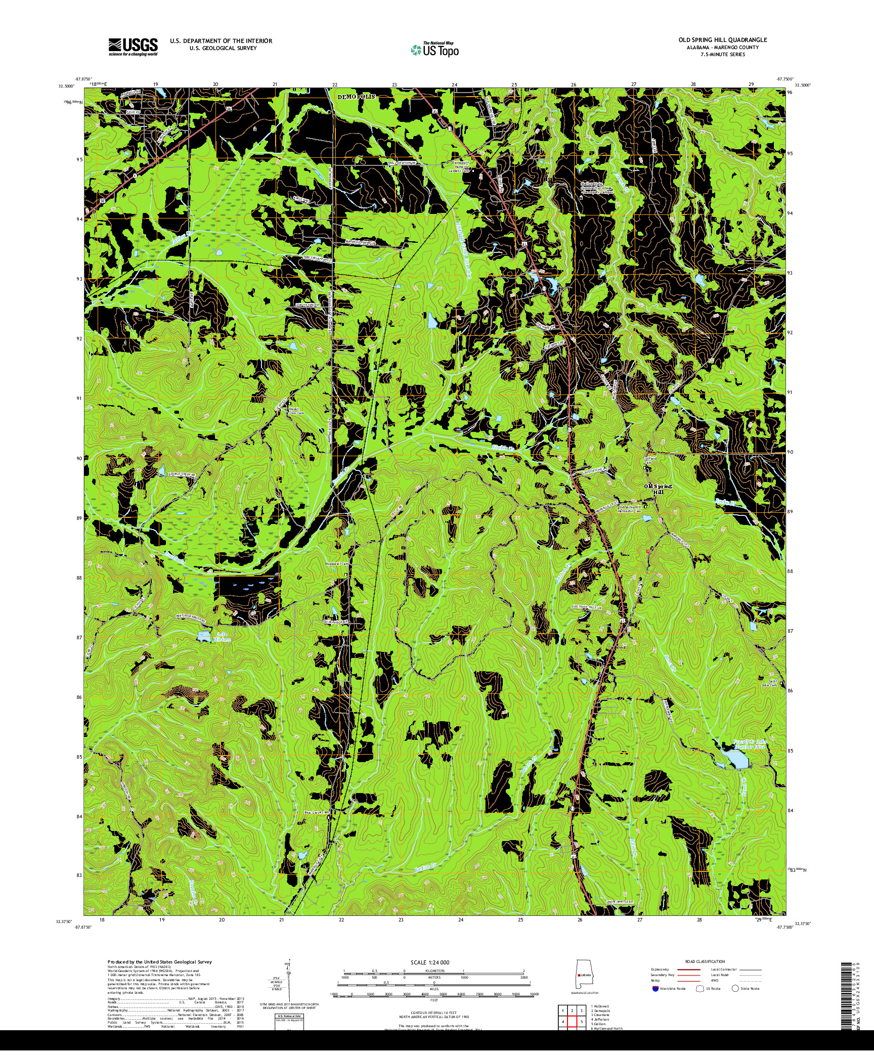 USGS US TOPO 7.5-MINUTE MAP FOR OLD SPRING HILL, AL 2018